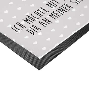 Fußmatte 40 x 60 cm Bär Flugzeug - Grau Pastell - Geschenk, Motivfußmatte, Tür, Mr. & Mrs. Panda, Höhe: 0.3 mm, Elegantes Design