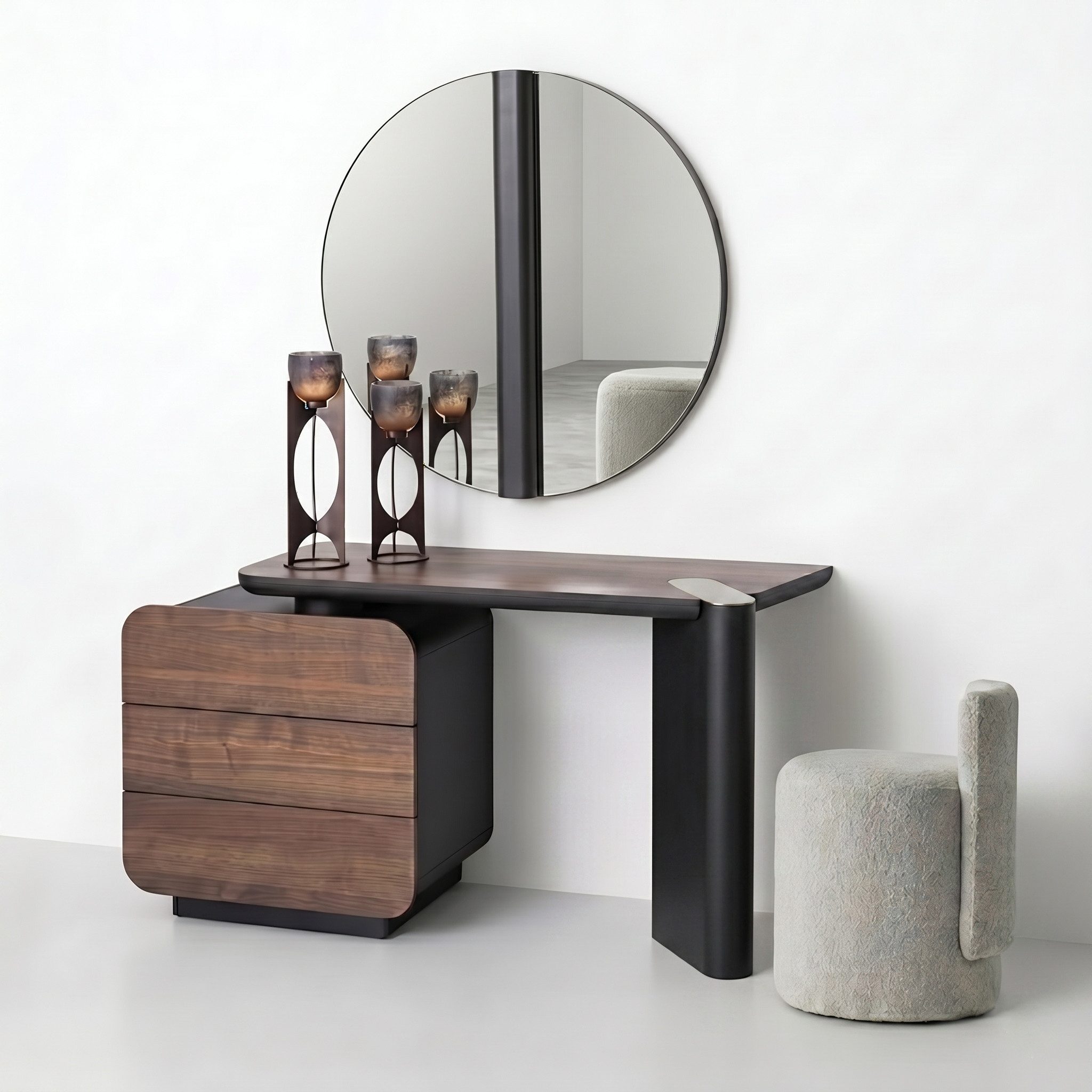 JVmoebel Schminktisch Schminktisch Set Modern Braun Schwarz Elegant Spiegel Hocker Kombi, Made in Europa
