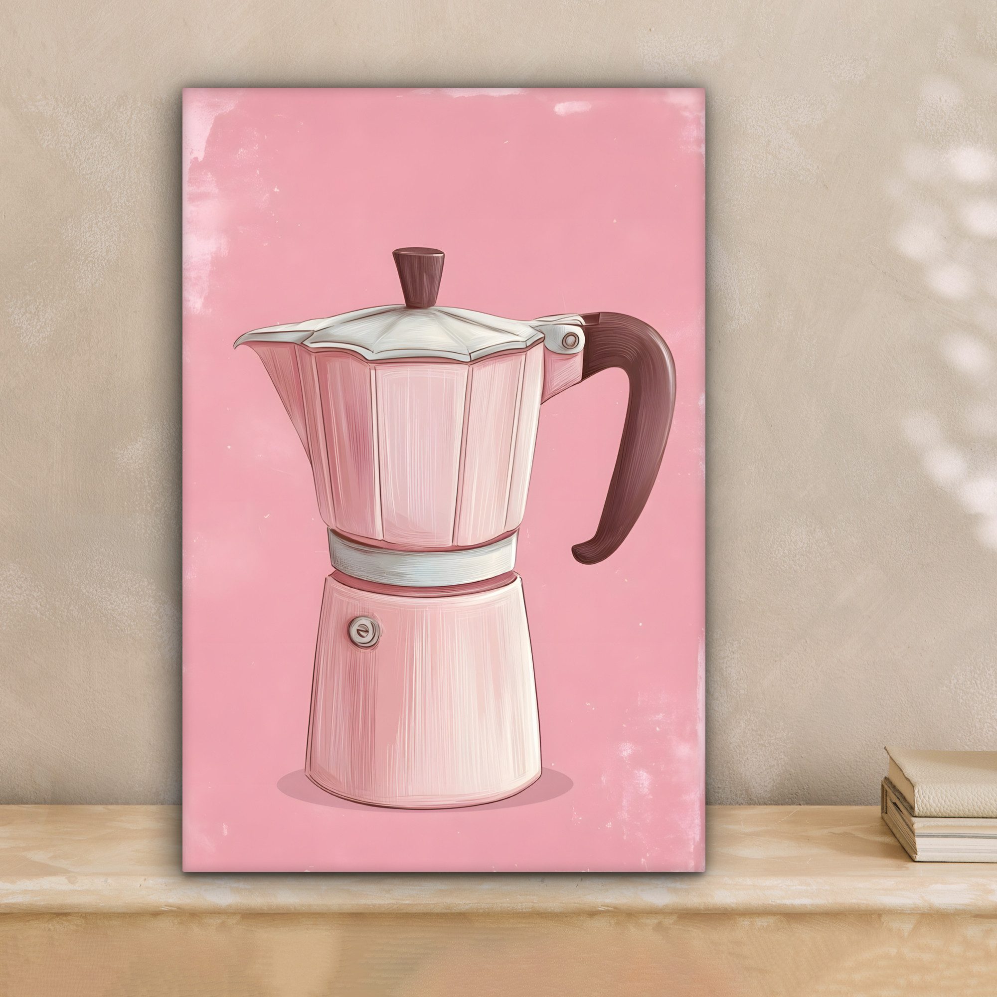 OneMillionCanvasses® Leinwandbild Rosa - Becher Kanne - Illustration - Kaff günstig online kaufen