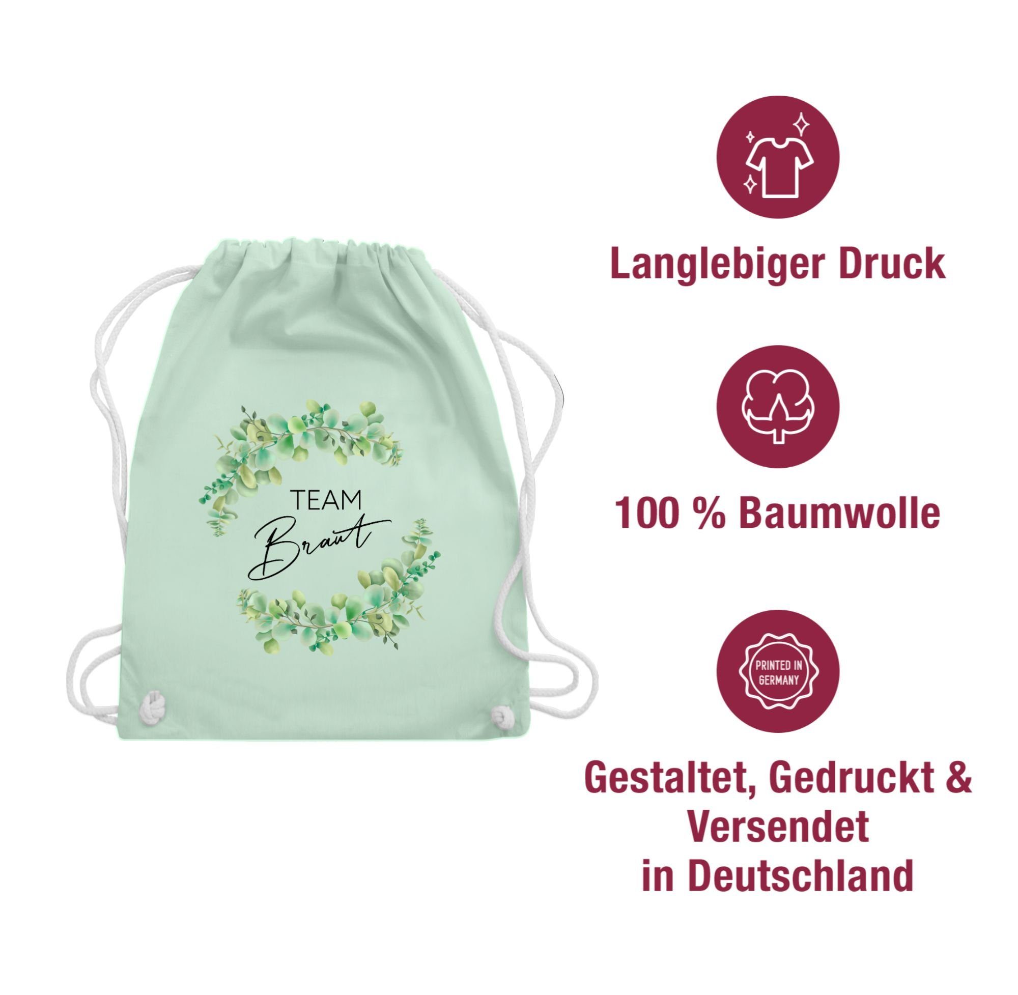 Braut JGA Pastell Frauen Team 01 Shirtracer Grün Turnbeutel Junggesellenabschied - Eukalyptus,