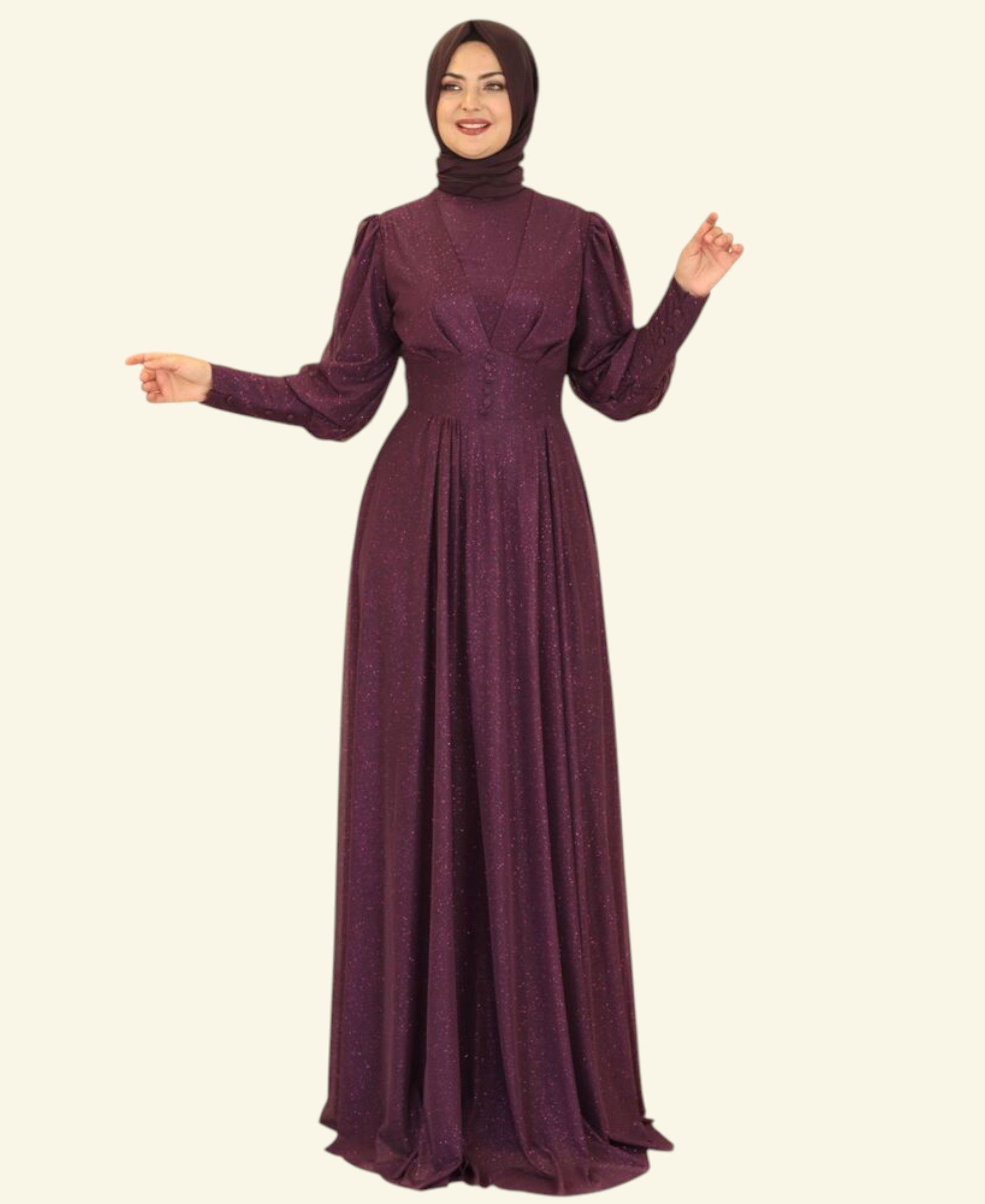 fashionshowcase Abendkleid Elegantes Glitzerndes Tüllkleid - Hijab Kleid Mo günstig online kaufen