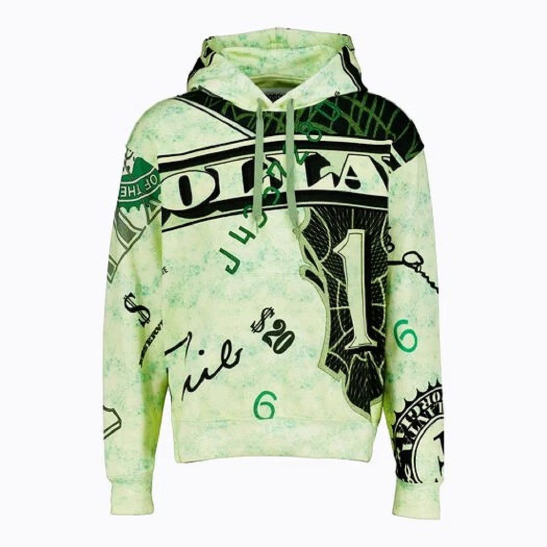 Moschino Hoodie Moschino Pullover, MOSCHINO COUTURE ! Money Dollars Printed Hoodie Kängarutasche, mit Kapuze, Print