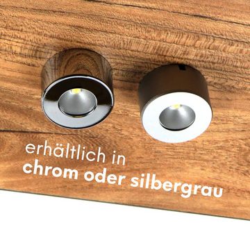 kalb LED Unterbauleuchte Mini-Star LED SET Einbauspot Unterbauleuchte Einbaustrahler Chrom Alu, 1er Set silbergrau, warmweiß