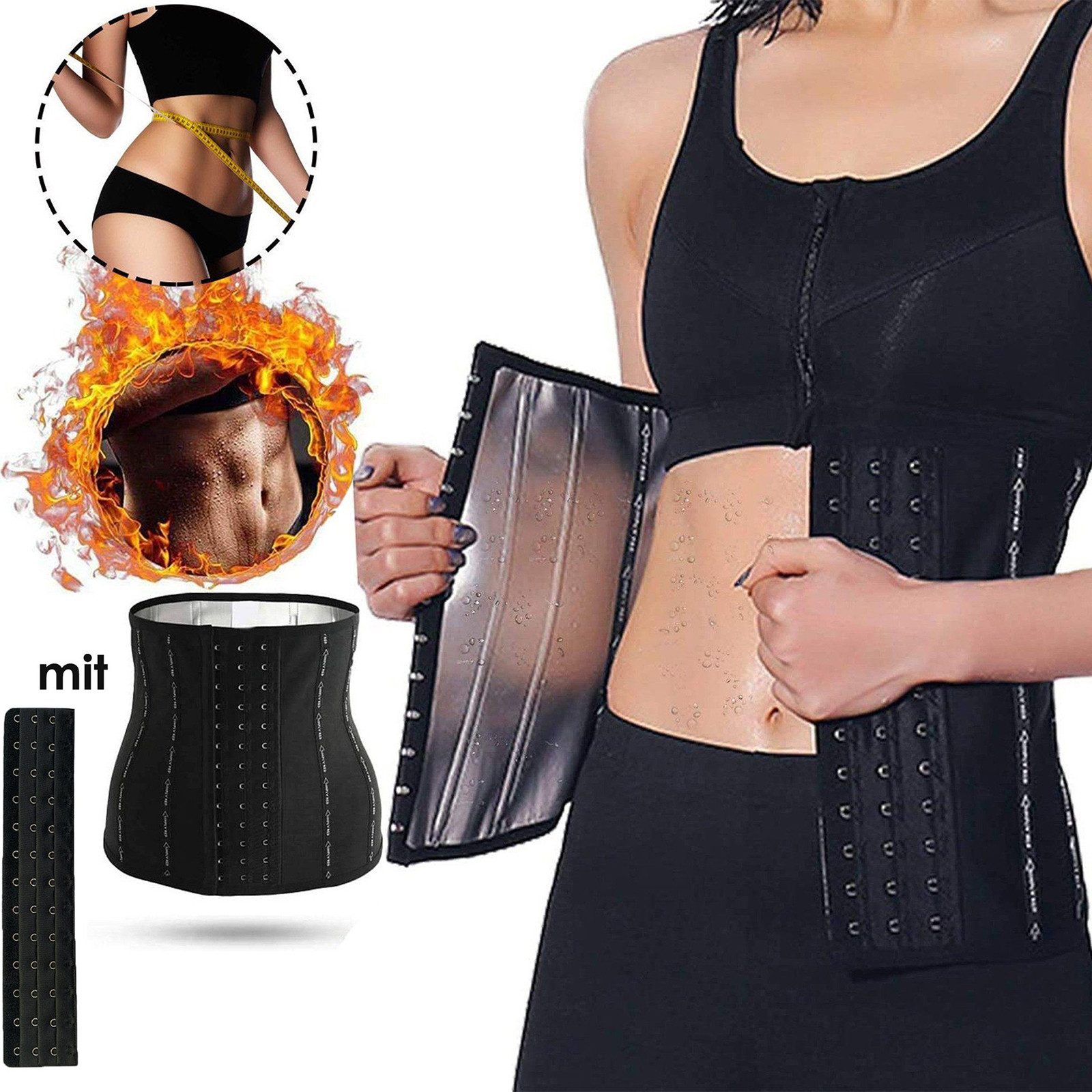 MOPUEA Bauchweggürtel Fitness-Belt Bauchweggürtel XS 66–71 cm mit Haken- und Ösenverschluss (Trainingsgürtel mit Sauna Effekt und Klettverschluss, Schweißgürtel für Workout Cardio Joggen und Alltag) Elastisch atmungsaktiv rutschfest und angenehm tragbar