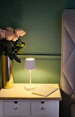 Meinposten LED Nachttischlampe Tischleuchte Touch dimmbar LED Lampe Leuchte weiß silber kabellos, LED fest integriert, Warmweiß, Dimmbar, Batterien nicht inklusiv, LED