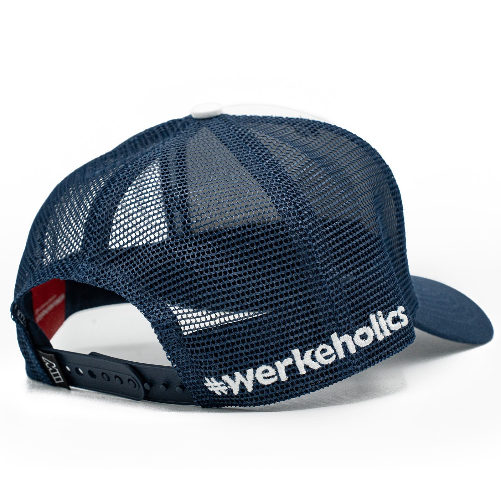 Weber GmbH Trucker Cap Weber #Werkeholics Mesh Baseball Cap blau/weiß (1-St) basecap, mit bedrucktem Unterschirm