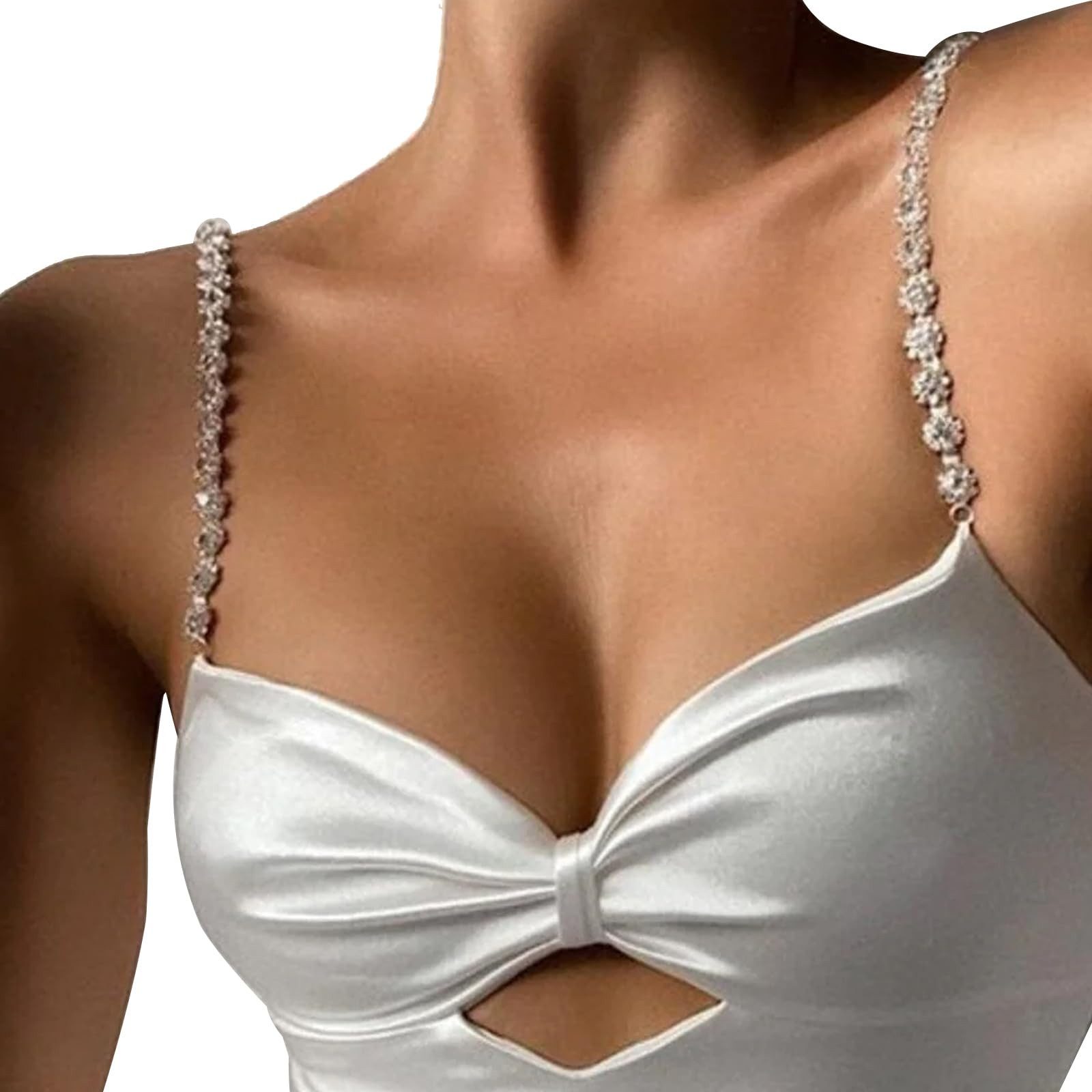 MOPUEA BH-Träger Luxus Strass BH-Träger,verstellbare Kristall Schultergurte für Frauen (Kristall-Schulterträger), Luxuriöses Design, rutschfest, verstellbar, vi – Bild 5 von 5