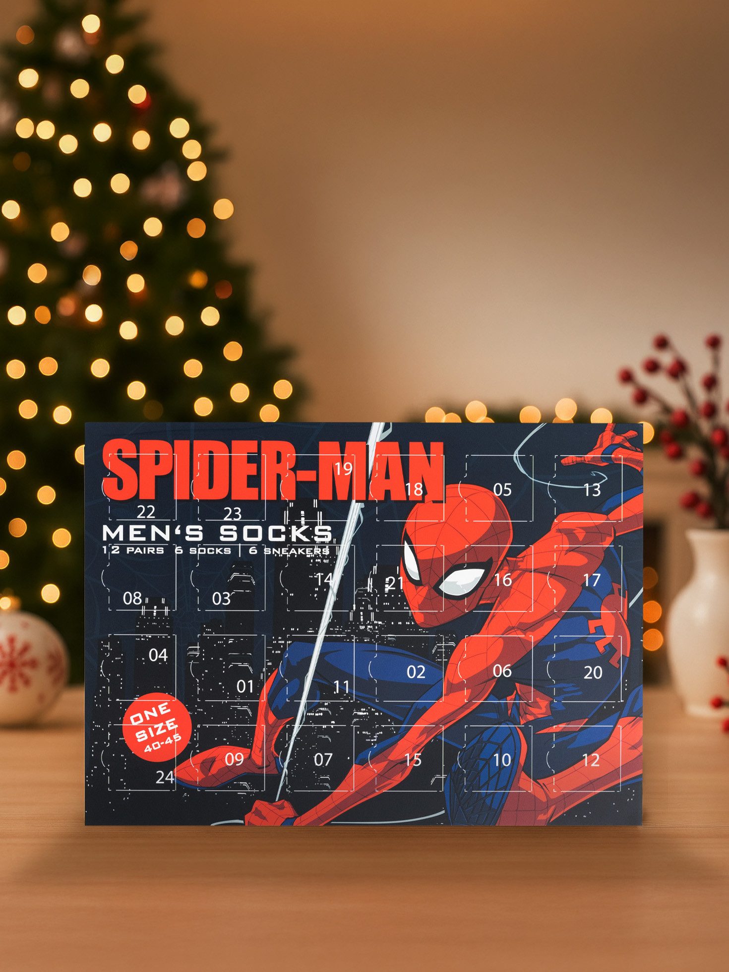 United Labels® Adventskalender Marvel Spiderman Socken Adventskalender mit 12 Paar kurz und lang