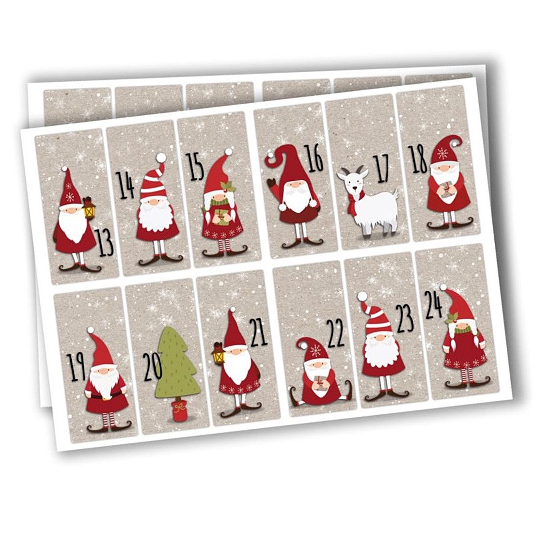 PAPIERDRACHEN DIY-Adventskalender 24 Zahlenaufkleber - Papier selbstklebend (24-tlg)