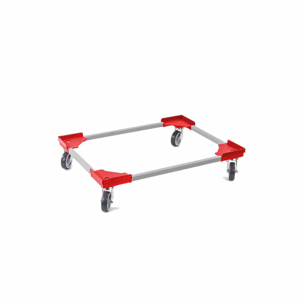 OSWALD Transportgeräte Transportwagen Transportroller flexibel Stahlprofilverbinder 610x810x175mm 300 kg Rot, (RW13062), Ideal für Euronormbox 600 x 800 mm, Kunststoffecken