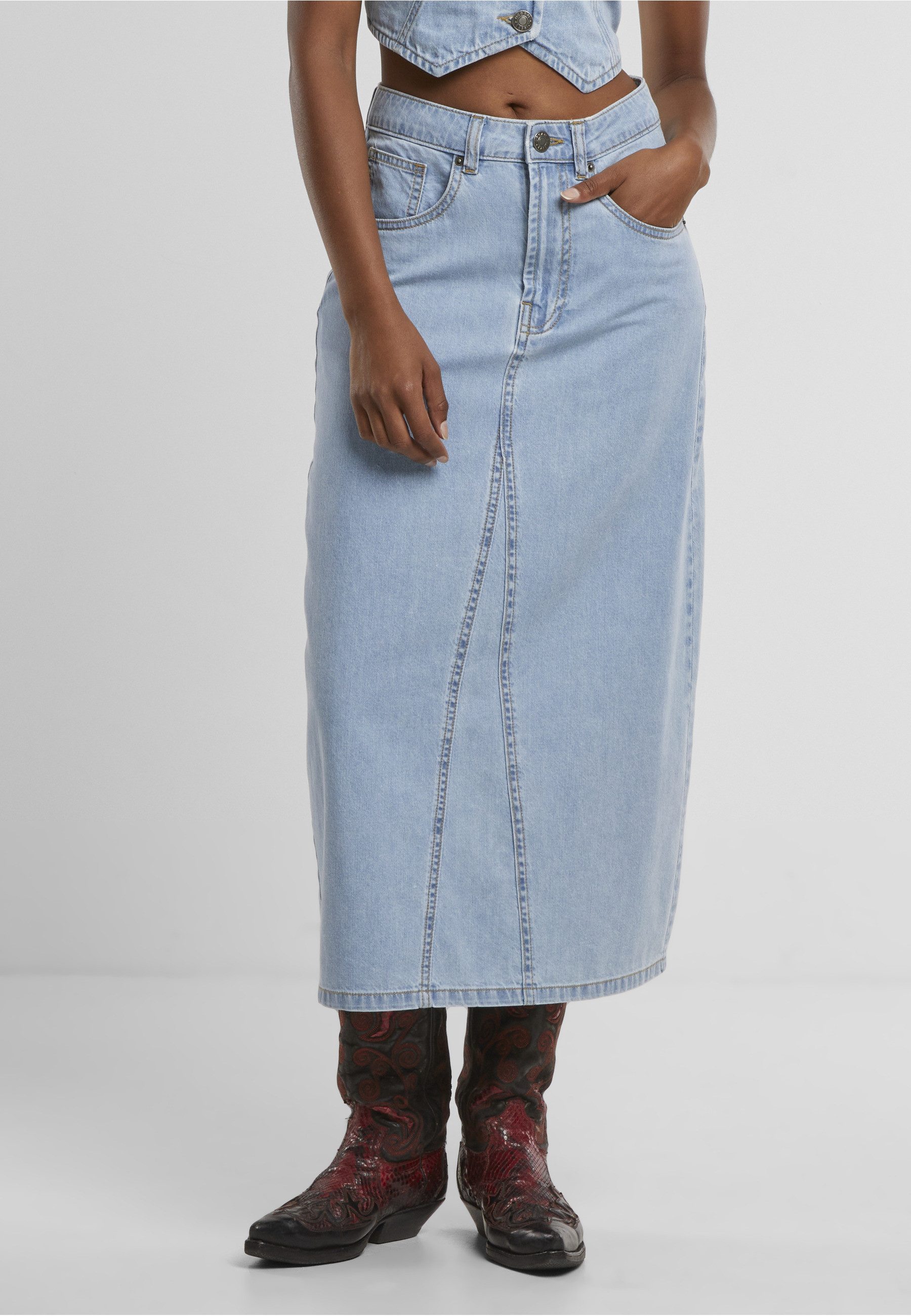 URBAN CLASSICS Sommerrock Urban Classics Ladies Soft Denim Midi Skirt (1-tlg)