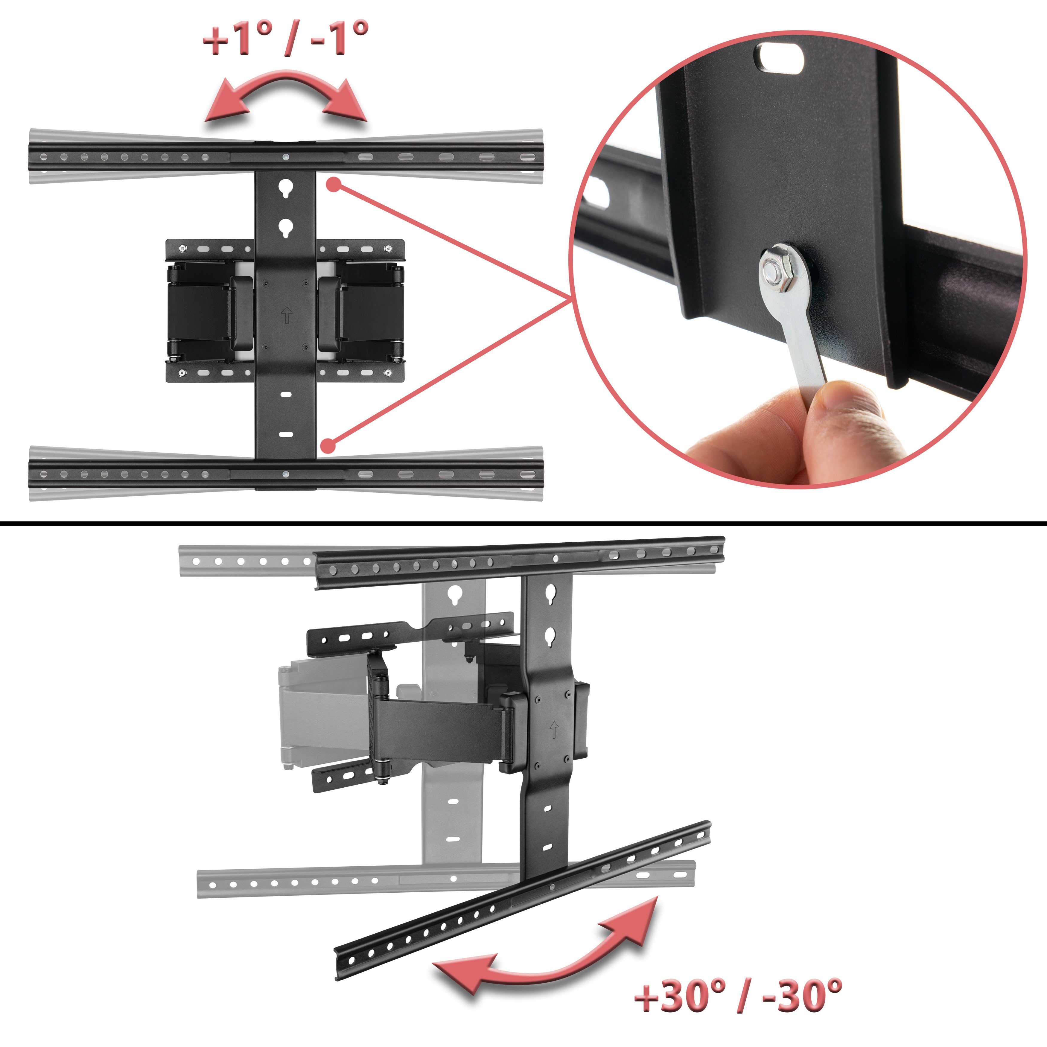 Flach- inklusive 600x400) stabil Zoll, Poppstar Curved-Monitore - extra 80,00 50kg Fernseher-Halterung und (VESA schwenkbar für TV-Wandhalterung, 200x200 Anleitung, bis Montagewerkzeuge, Schrauben, Abstandshalter, (bis