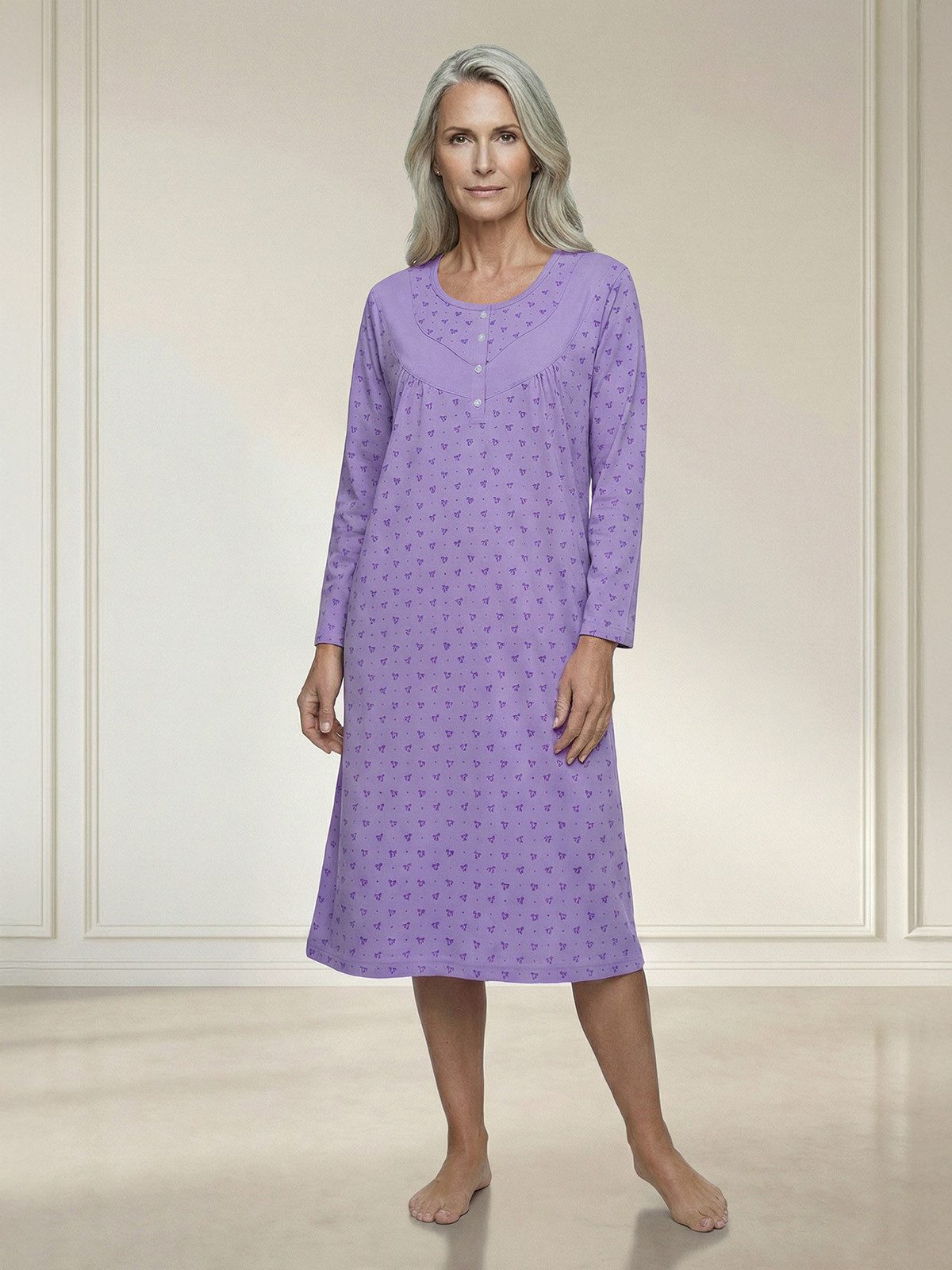 zeitlos Nachthemd Nachthemd Langarm - Helene Schleife