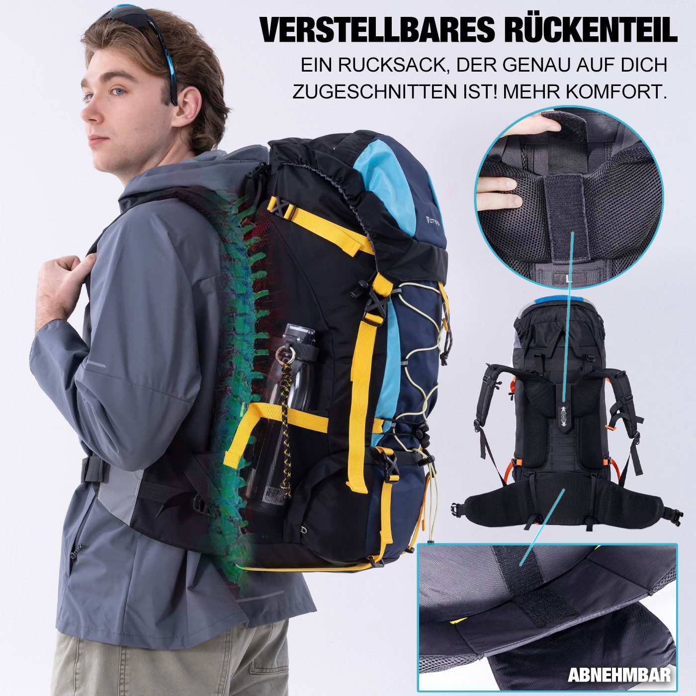 CITYSPORTS Wanderrucksack Rucksack mit Rückenbelüftung Trekkingrucksack Sports packback, aus atmungsaktivem Camping Rucksack Fahrradrucksack, Sportrucksack