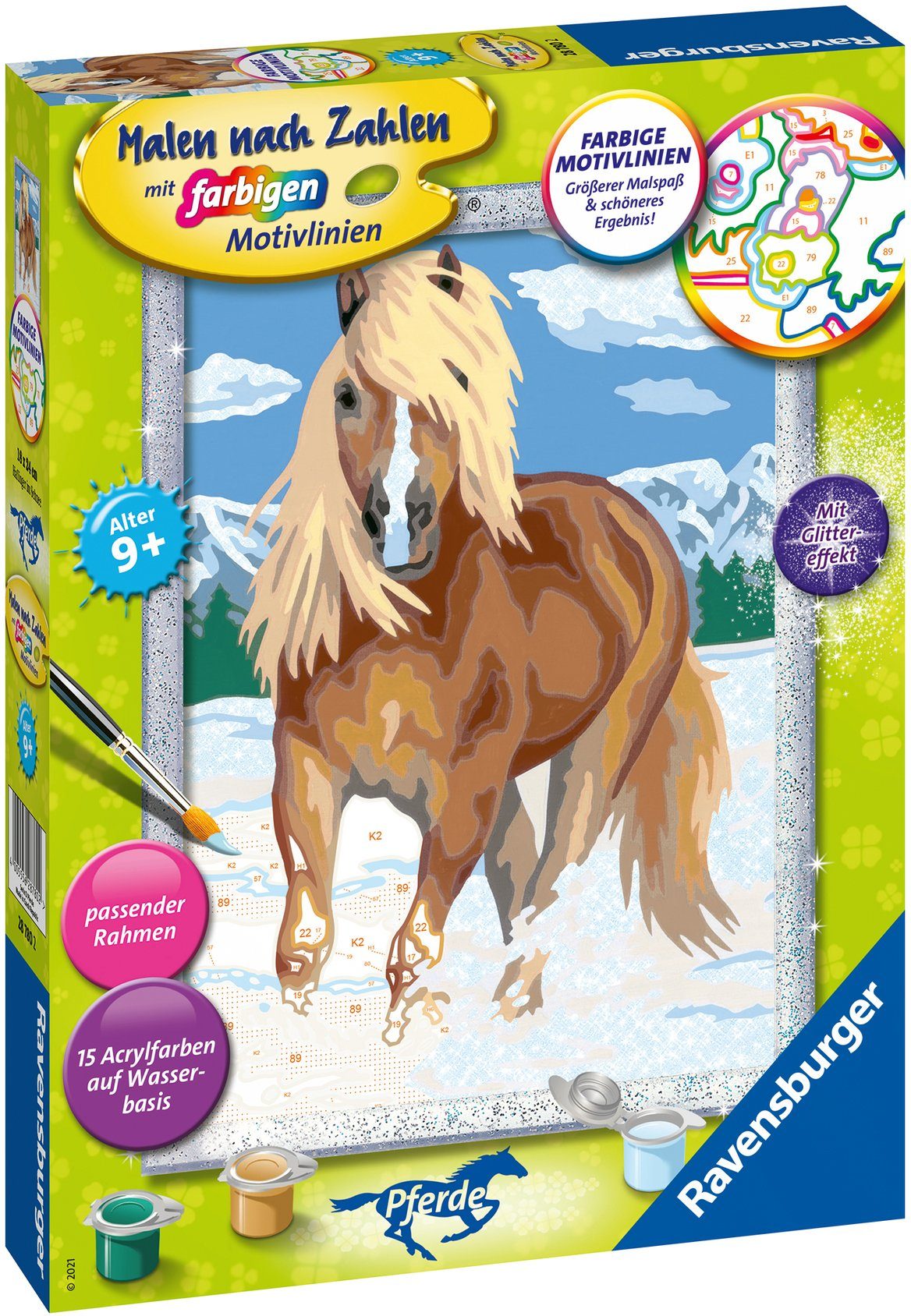 Ravensburger Malen nach Zahlen Haflinger im Schnee, Made in Europe
