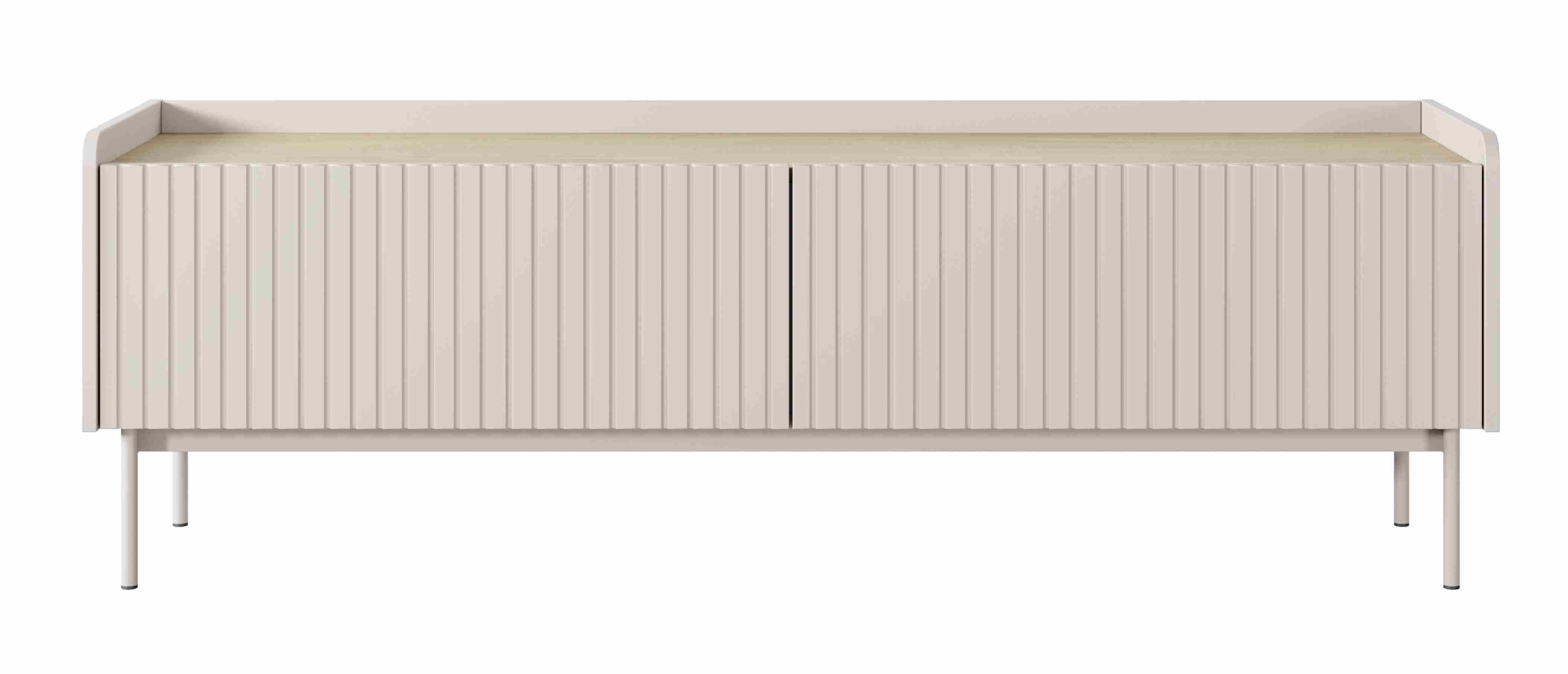Furnix TV-Schrank Niklaus 153 RTV Sideboard mit zwei Schränken Metallfüße ​Beige Gesamtmaße 153x50,2x38 cm, Design & Funktionalität