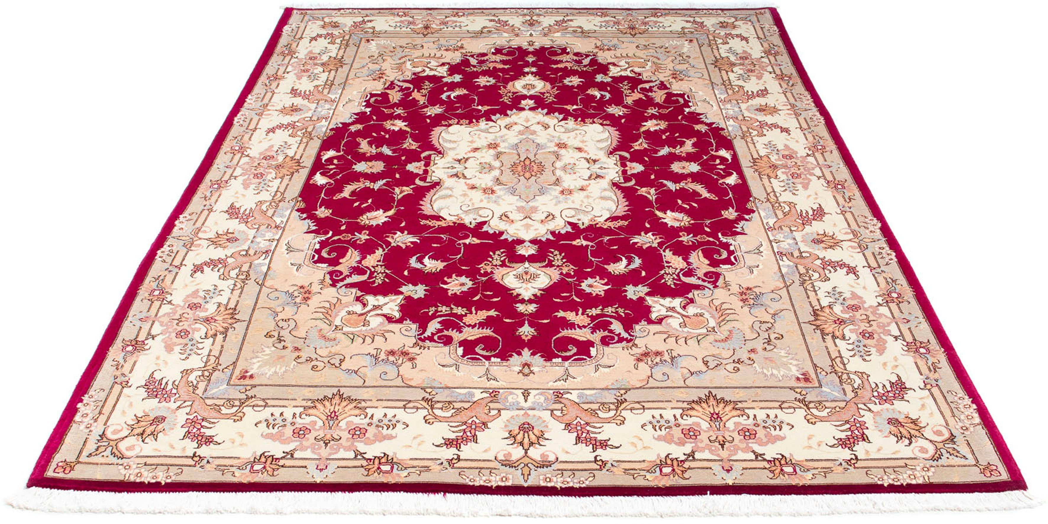 Orientteppich Perser - Täbriz - Royal - 235 x 164 cm - rot, morgenland, rechteckig, Höhe: 7 mm, Wohnzimmer, Handgeknüpft, Einzelstück mit Zertifikat