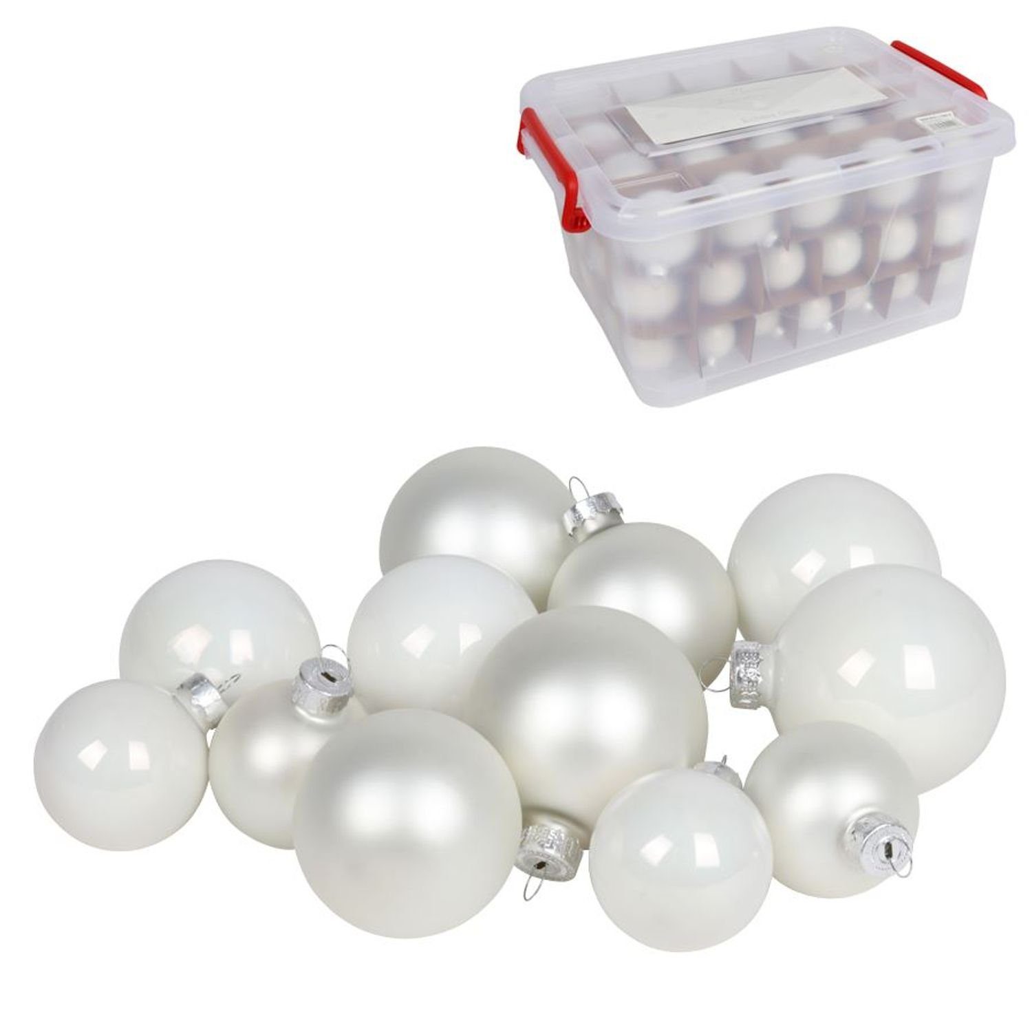 BURI Weihnachtsbaumkugel Glas-Weihnachtskugel-Set 72tlg + Box Weihnachtsbaumkugeln Deko (73 St)