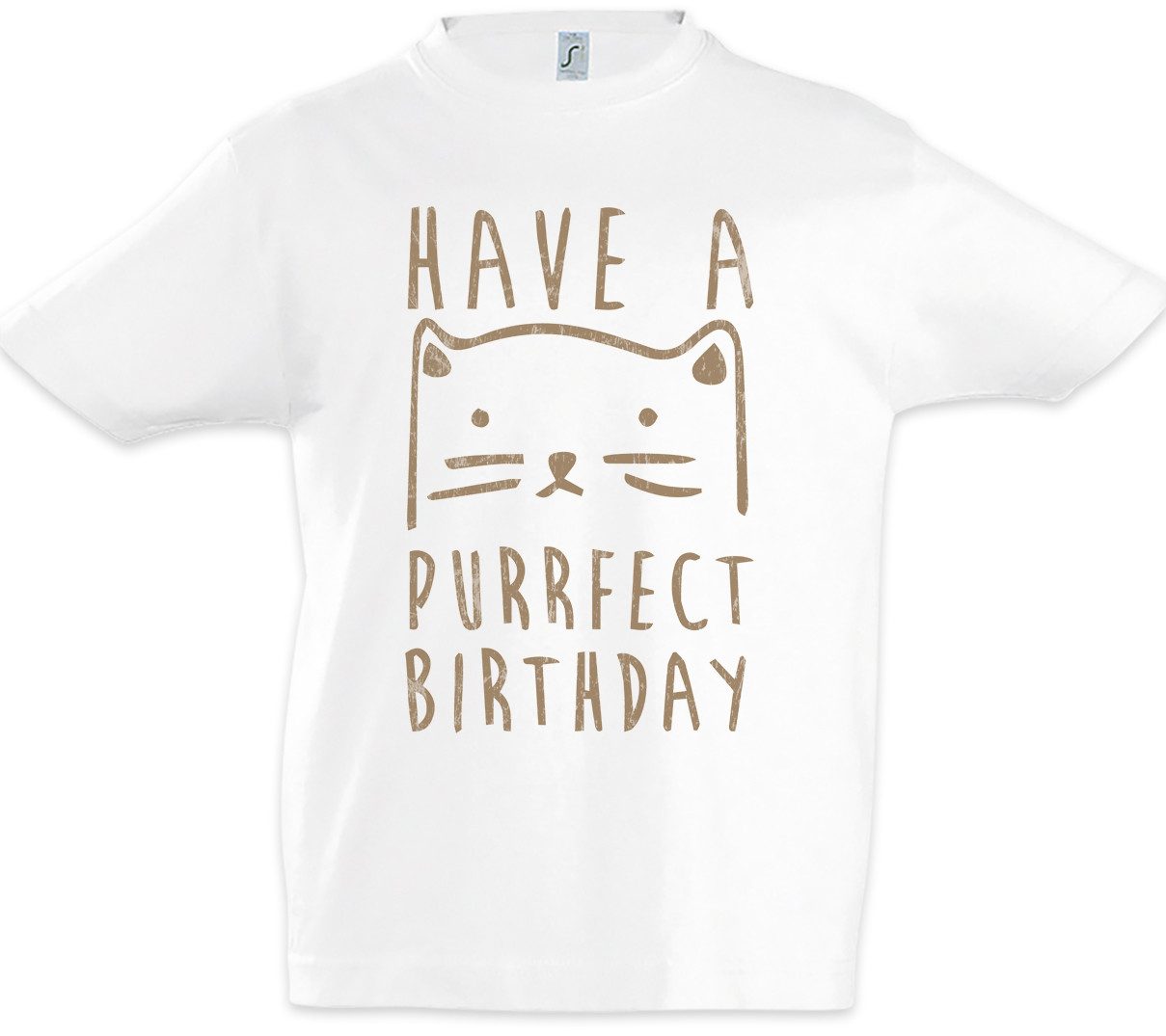 Print-Shirt Have A Purrfect Birthday Kinder T-Shirt Meow Cats Cat Katze Katzen