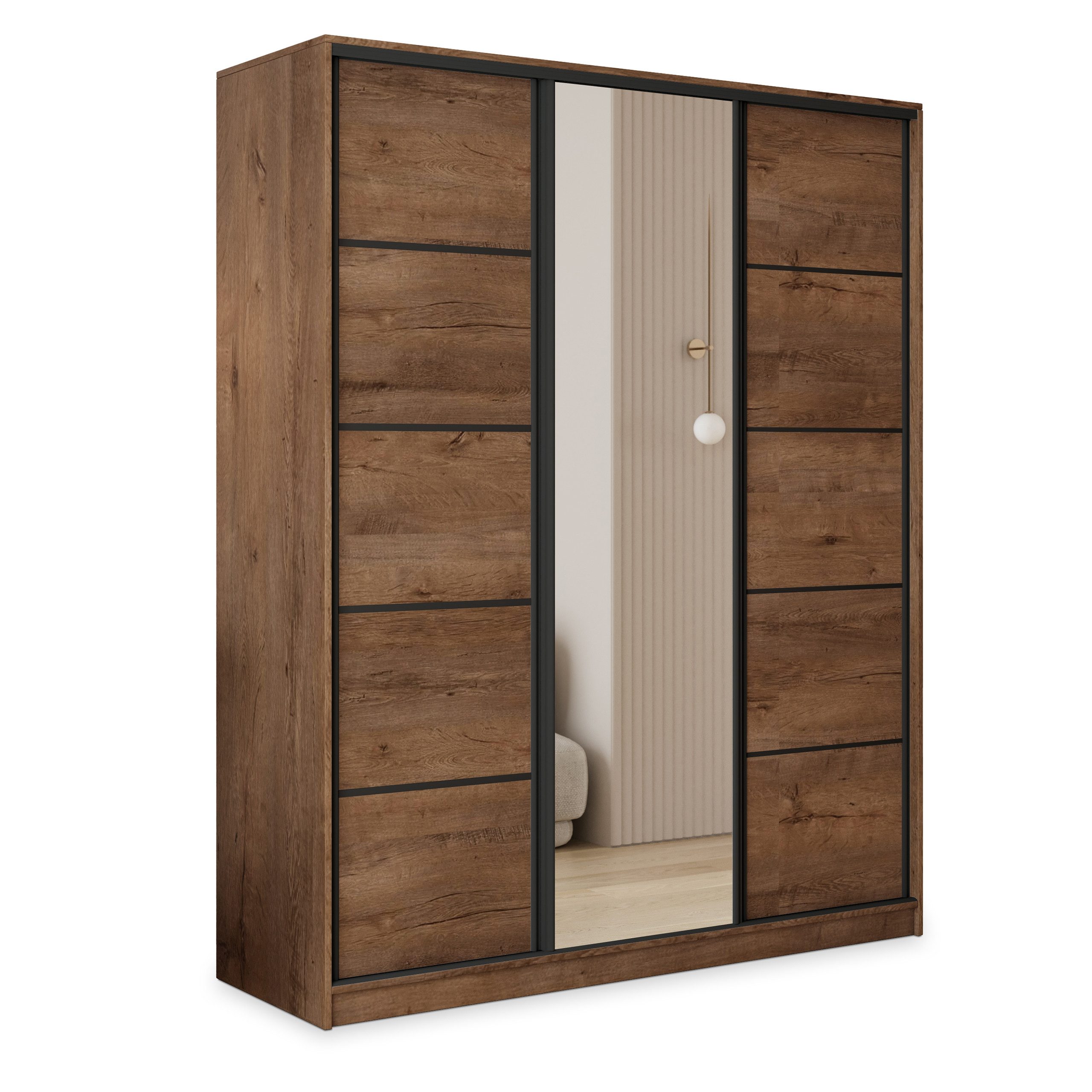 Masseno Schwebetürenschrank PINA Kleiderschrank mit Spiegel und Schubladen günstig online kaufen