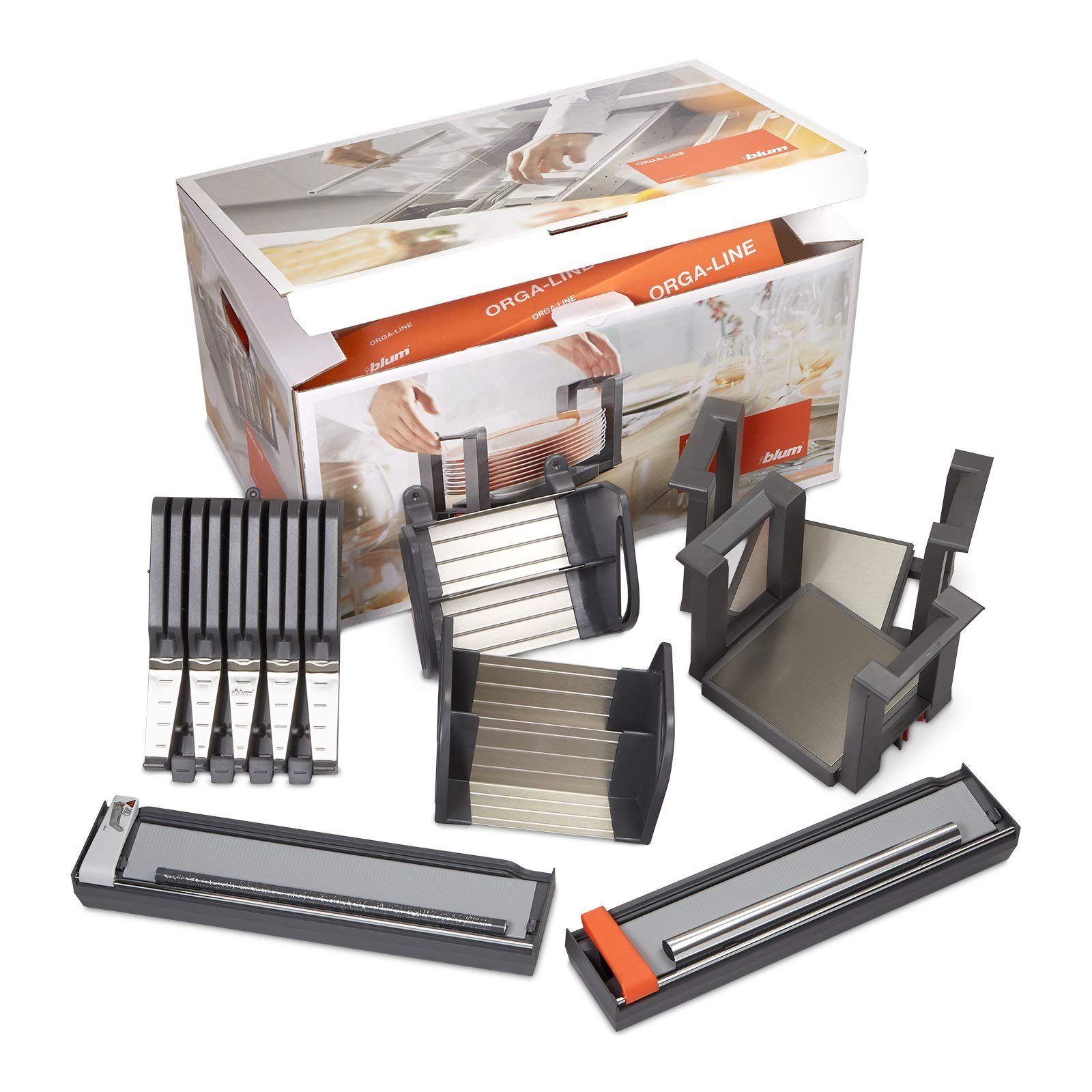 blum Schubladeneinsatz AMBIA-LINE Küchenhelfer-Set ORGA-LINE ZOU.30U1I (7 St), je 2 Folienschneider, Teller-, Gewürzhalter, 1 Messerhalter