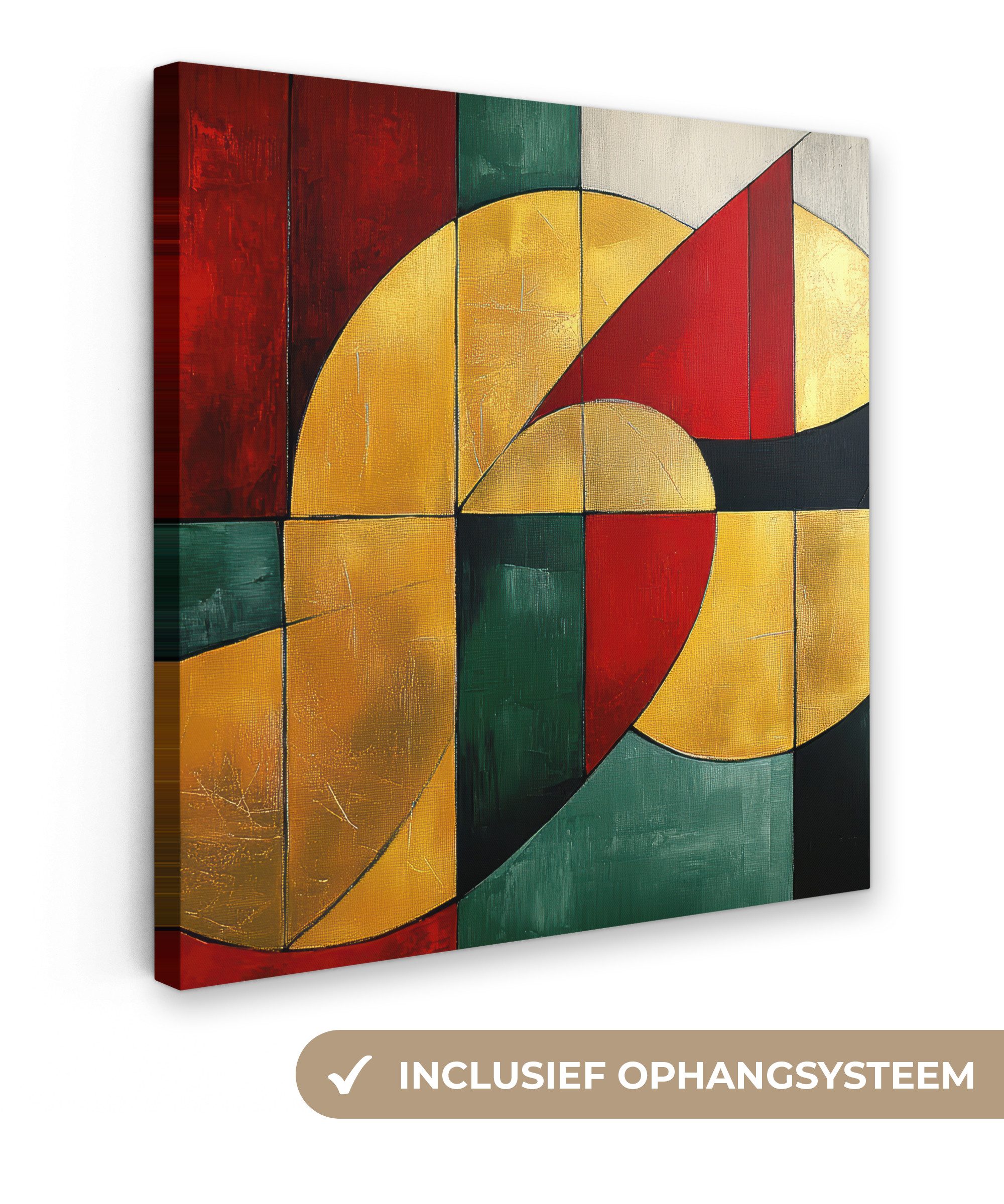 OneMillionCanvasses® Leinwandbild Abstrakt - Weihnachten - Gold - Rot - Grün, Fotodruck (1 St), Wandbild, Deko Schlafzimmer Wohnzimmer Flur 20x20 cm