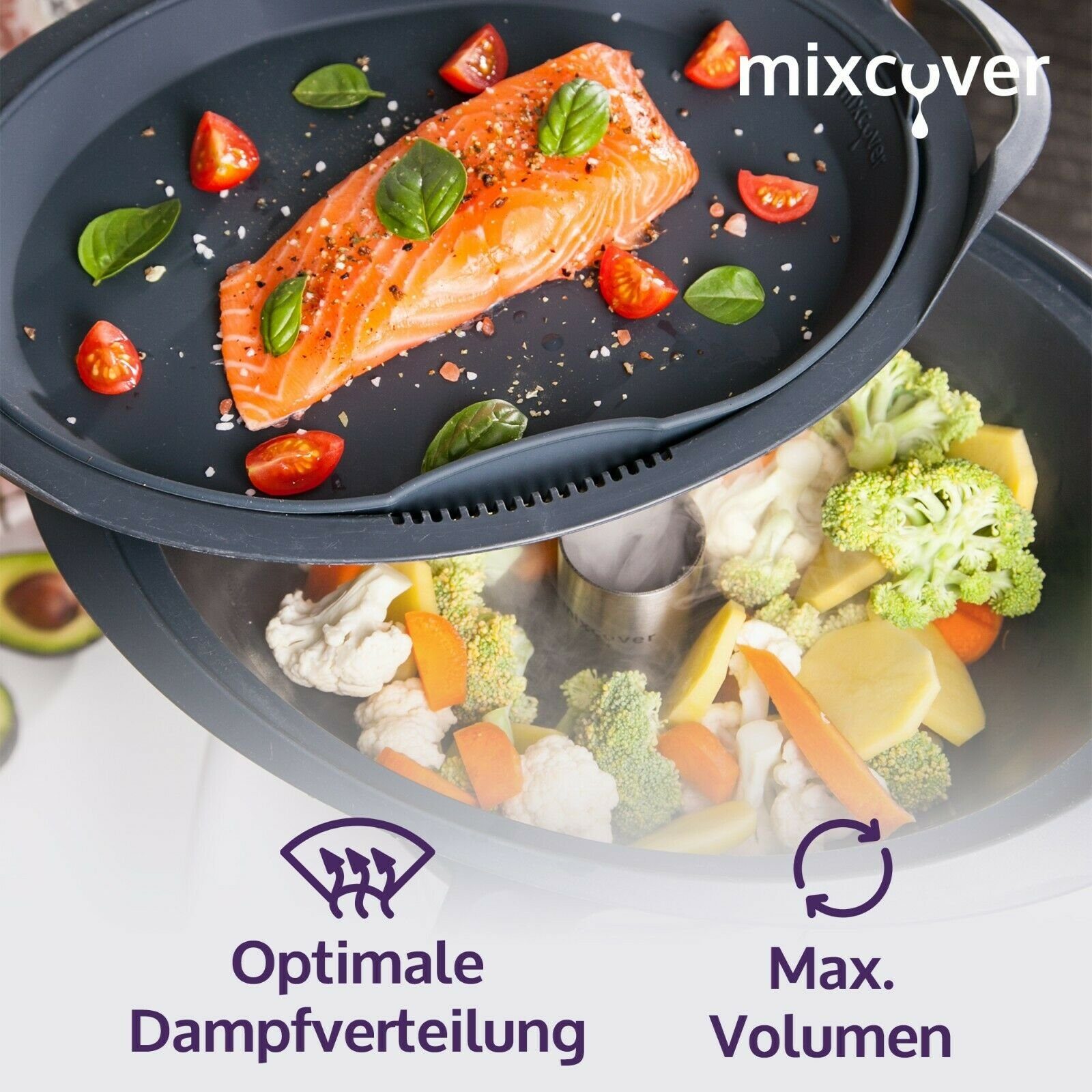 Mixcover Küchenmaschinen-Adapter mixcover Dampfkamin für TM6 Monsieur Thermomix Cuisine TM5 Bosch TM31 Varoma Connect Friend Cookit
