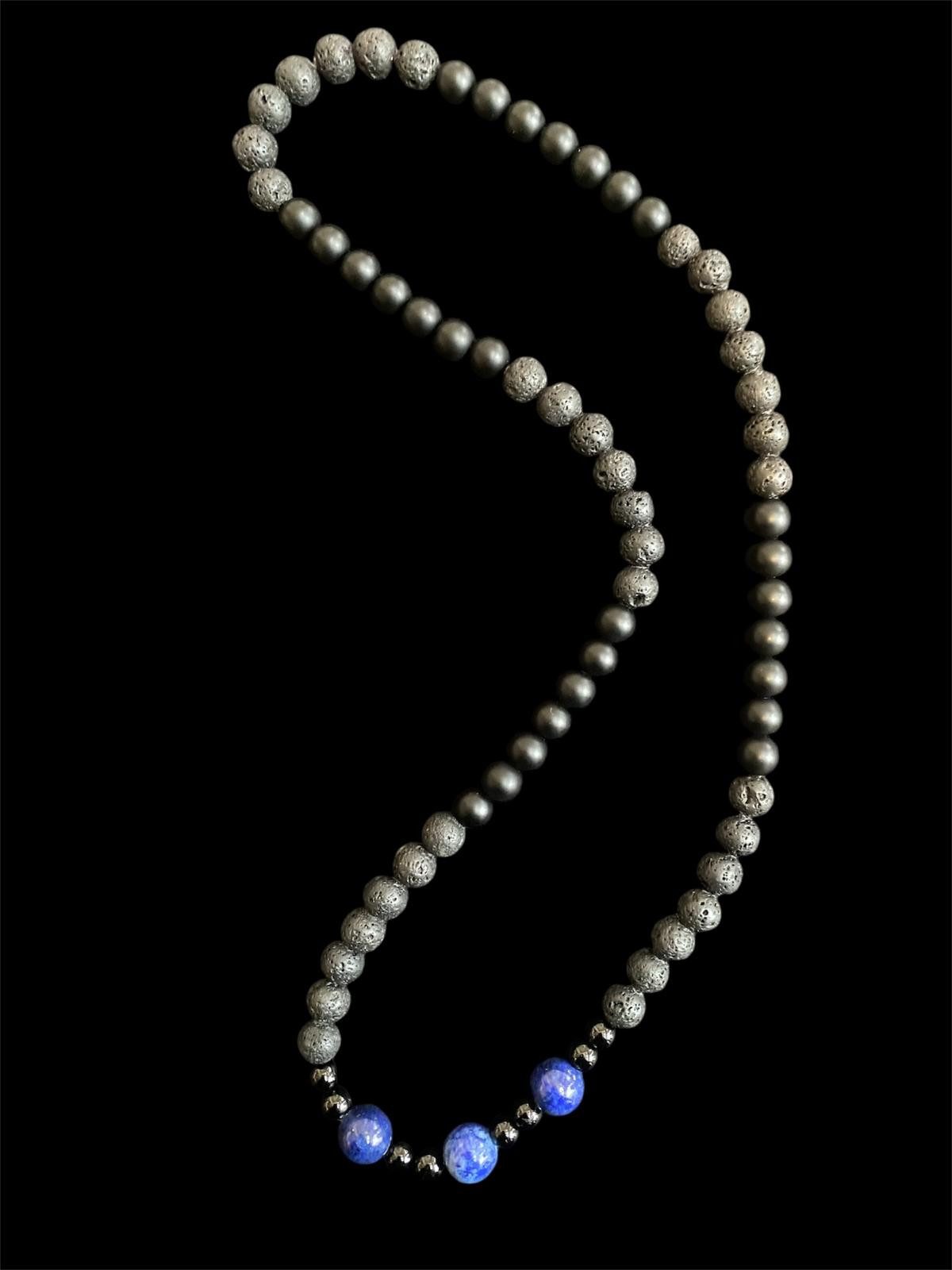 Aaron Bane Perlenkette Lava Lapislazuli Turmalin Perlenkette Hand Made Hals günstig online kaufen