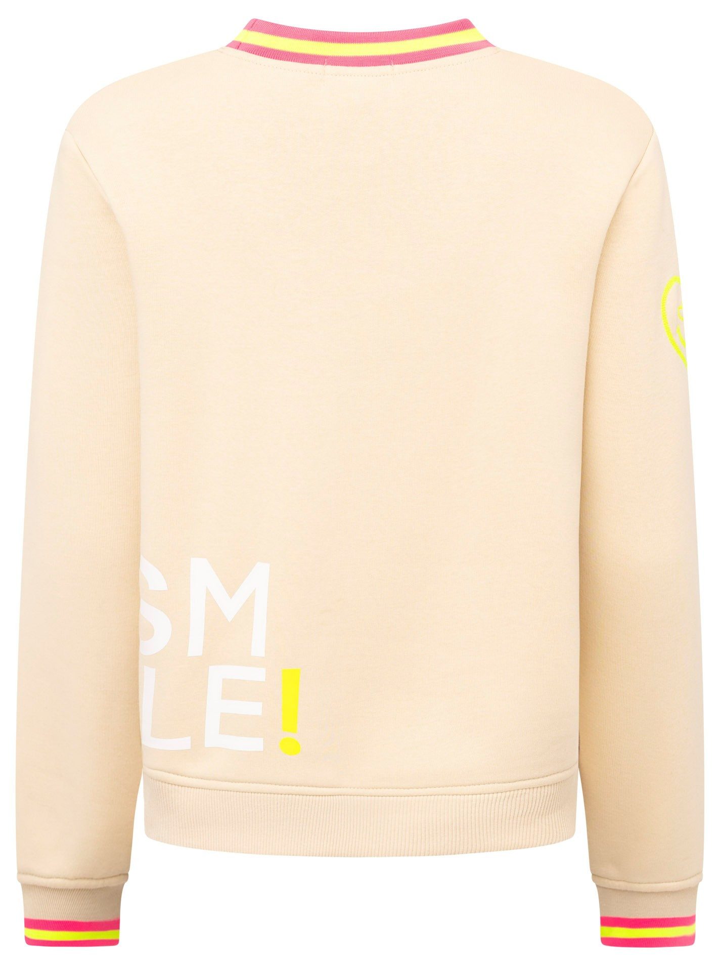 Zwillingsherz Sweatshirt "Alissa" mit SMILE PRINT, Kontrastbündchen, gesticktem Herz am Arm – Bild 3 von 4