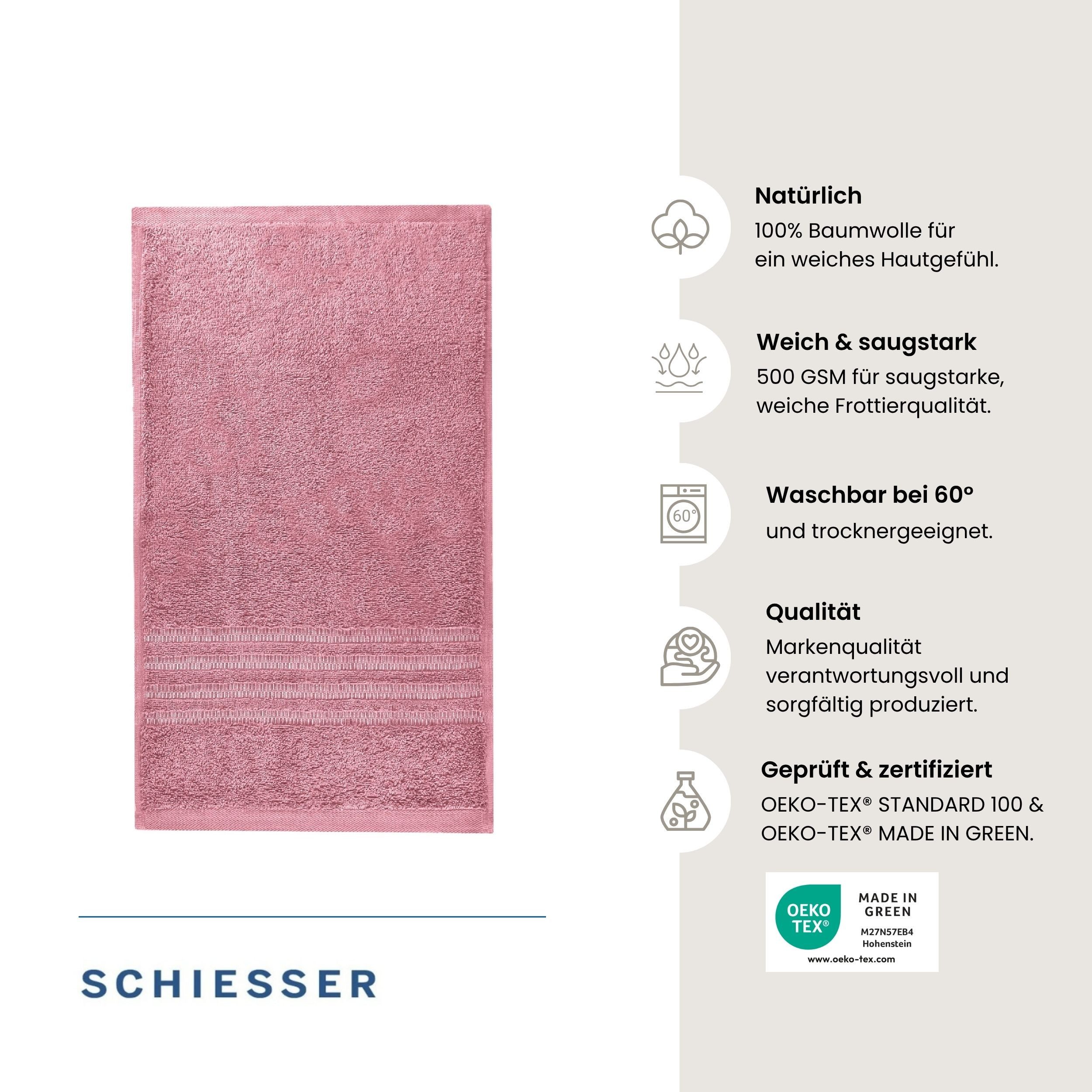 Schiesser Gästehandtücher Milano aus 100% Baumwolle mit eleganter Bordüre in Hoch-Tief-Optik, Frottier (Set, 5-St), OEKO-TEX® MADE IN GREEN – Bild 2 von 5