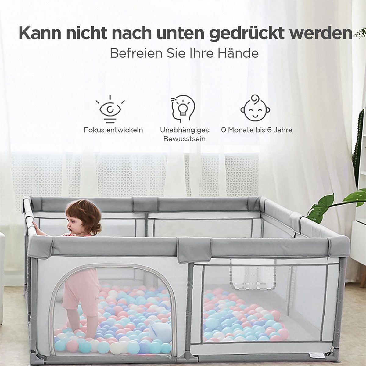 bioby Laufgitter, Laufstall Schutzgitter Babyzaun atmungsaktive günstig online kaufen