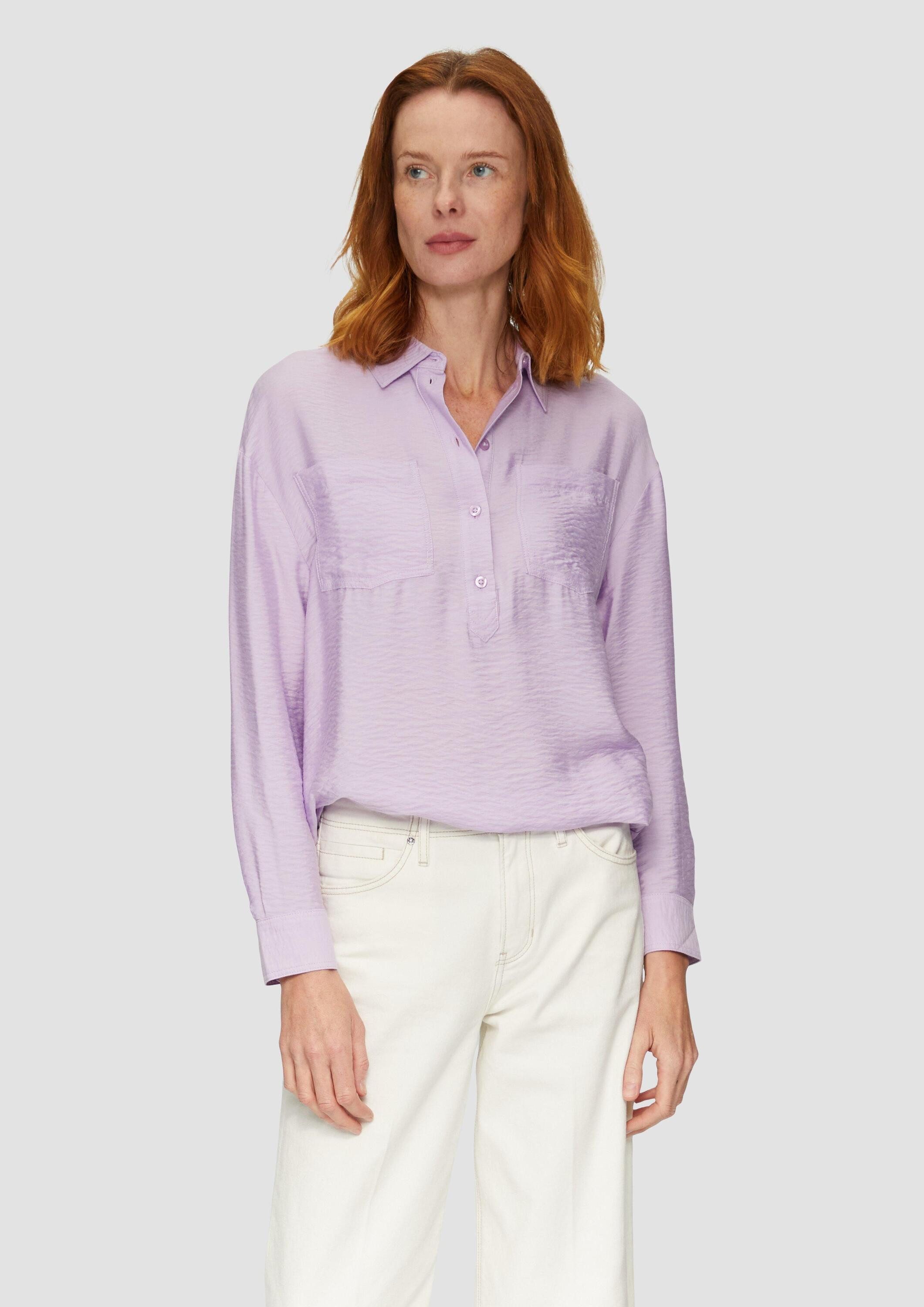 s.Oliver Langarmbluse Bluse Hemdkragenbluse aus Viskosemix günstig online kaufen