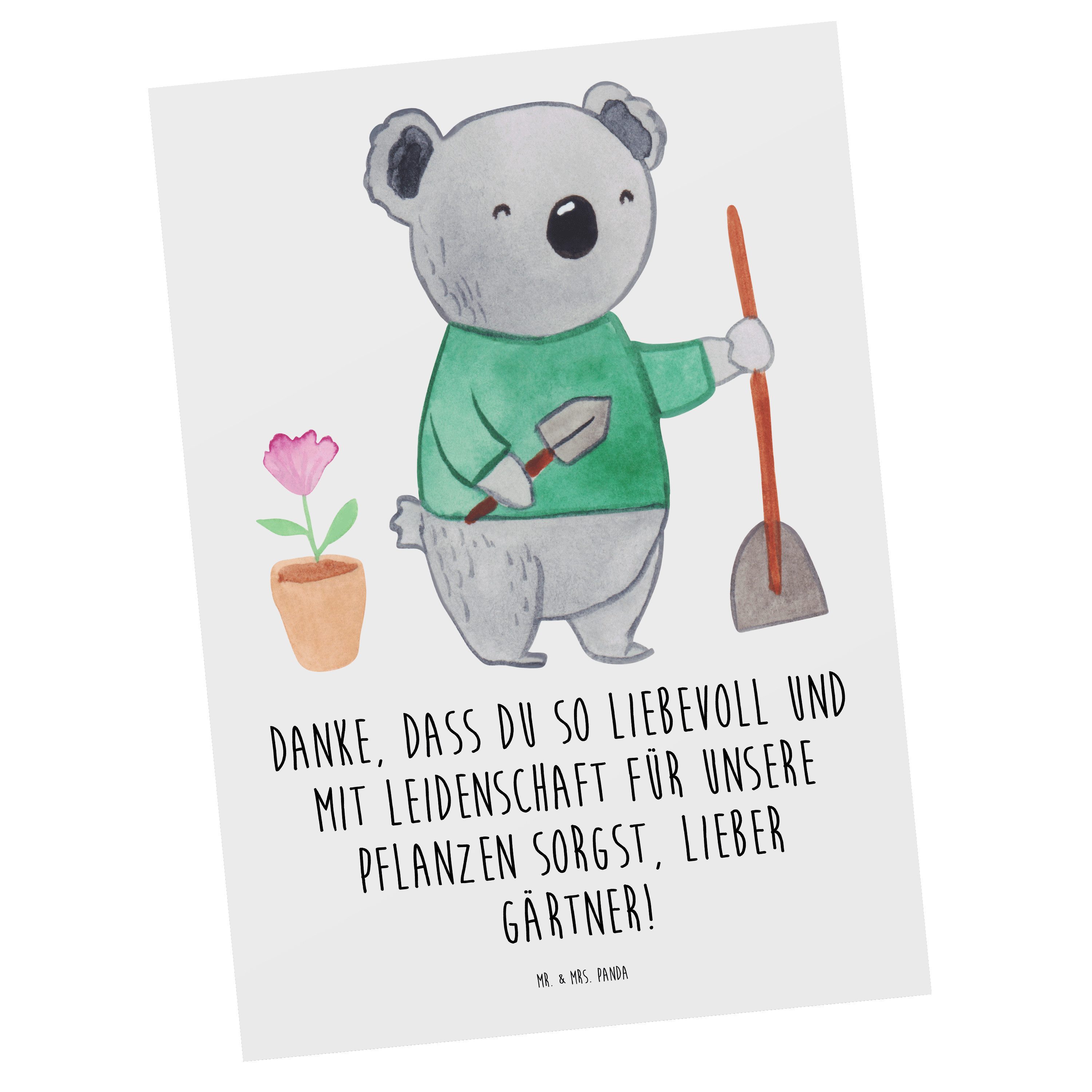 Mr. & Mrs. Panda Postkarte Lieber Gärtner Weiß Geschenk, grüner