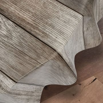 laro Tischdecke Wachstuch-Tischdecken Abwaschbar Holzoptik Braun Rund 140cm