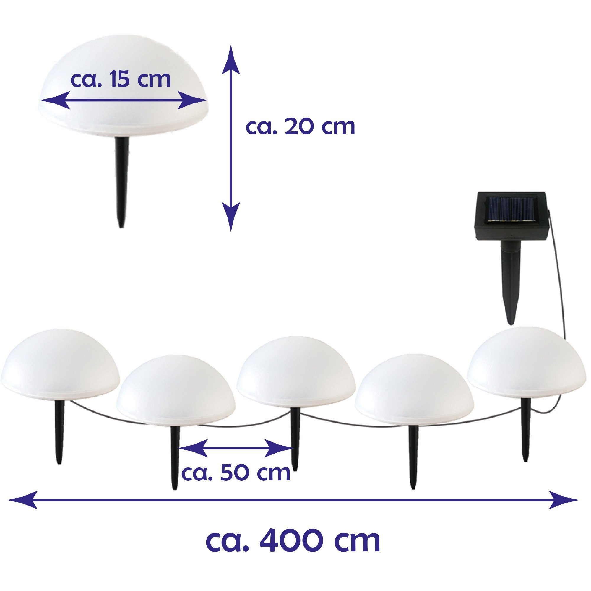 Bestlivings LED Solarleuchte SBL-04576, LED fest integriert, Warmweiß, 5er Set Bodenstrahler für den Garten, IP44 Lichterkette