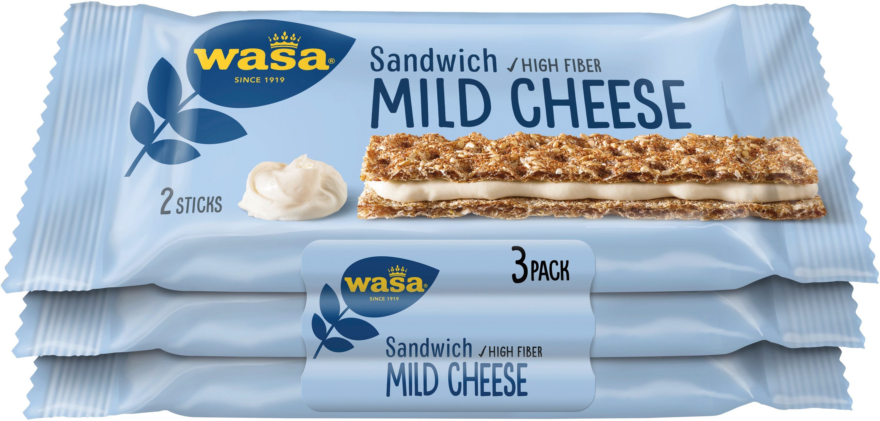 Wasa Brot, Wasa Sandwich Mild Cheese Käse 3er Volkorn Knäckebrot Riegel 90g