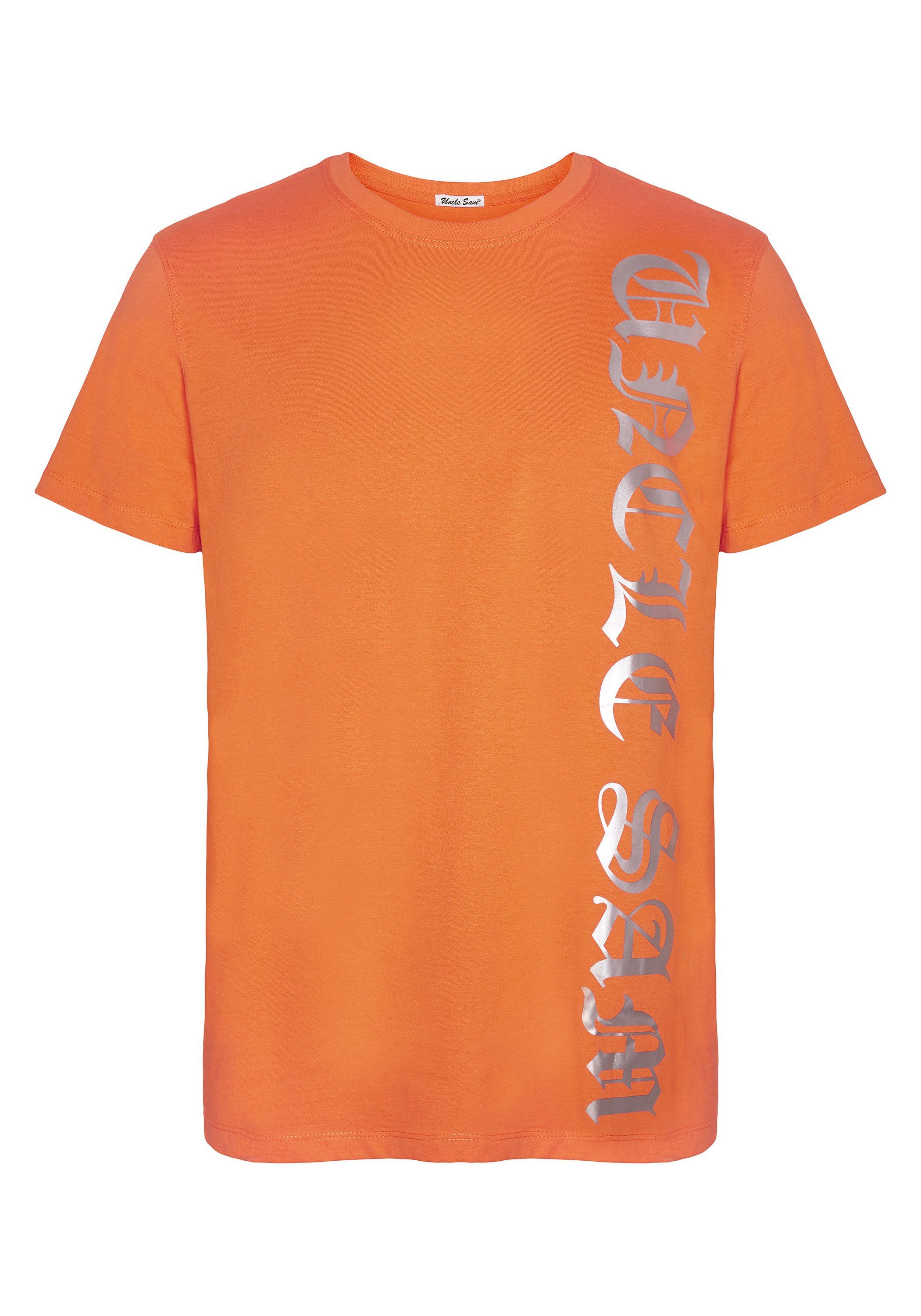 Uncle Sam Print-Shirt mit seitlichem Uncle Sam Logoprint 16-1362 Vermillon Orange