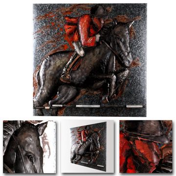 Home4Living Metallbild Wandbild 3d 100x100 handgefertigt Unikat Relief, Horse, 3D Effekt