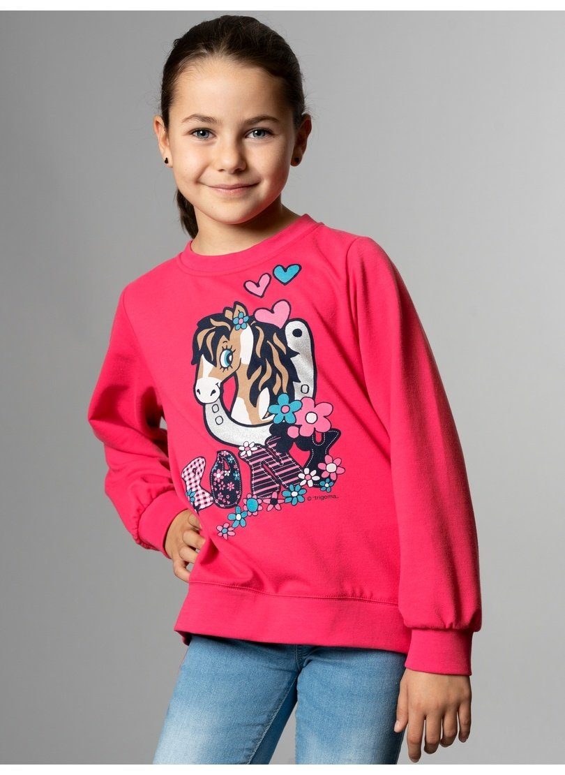 Trigema Sweatshirt TRIGEMA Sweatshirt mit süßem Pony-Print | Sweatshirts
