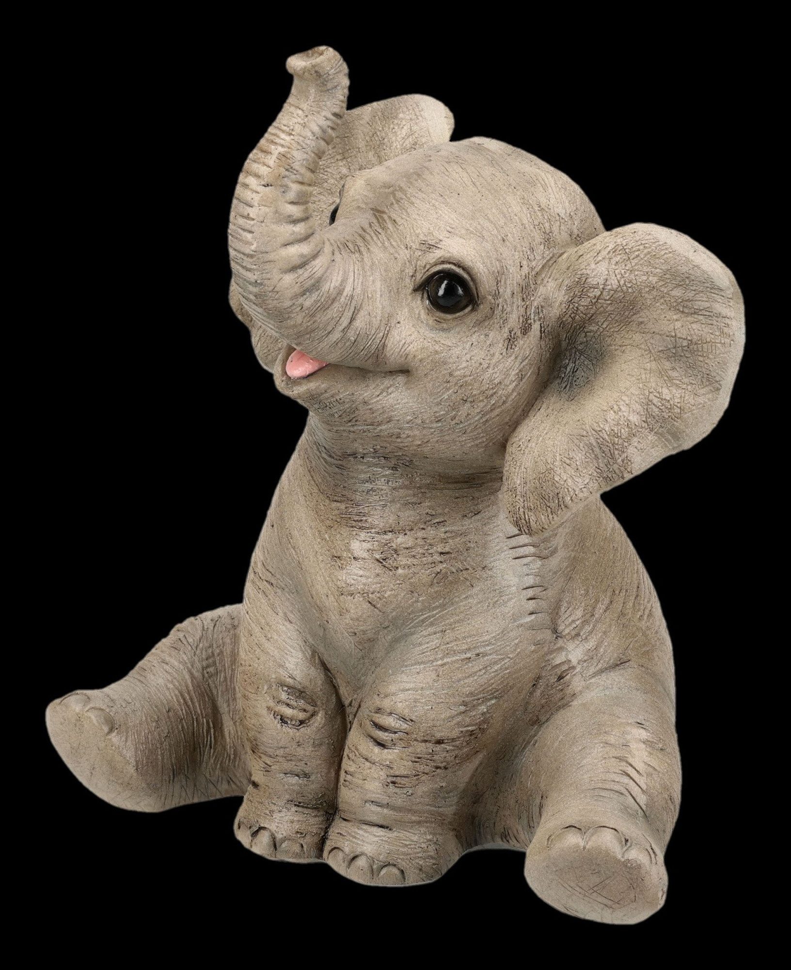 Figuren Shop GmbH Tierfigur Elefanten Figur – Tierbaby Statue Deko Elefant Kalb 14 cm Tierfigur
