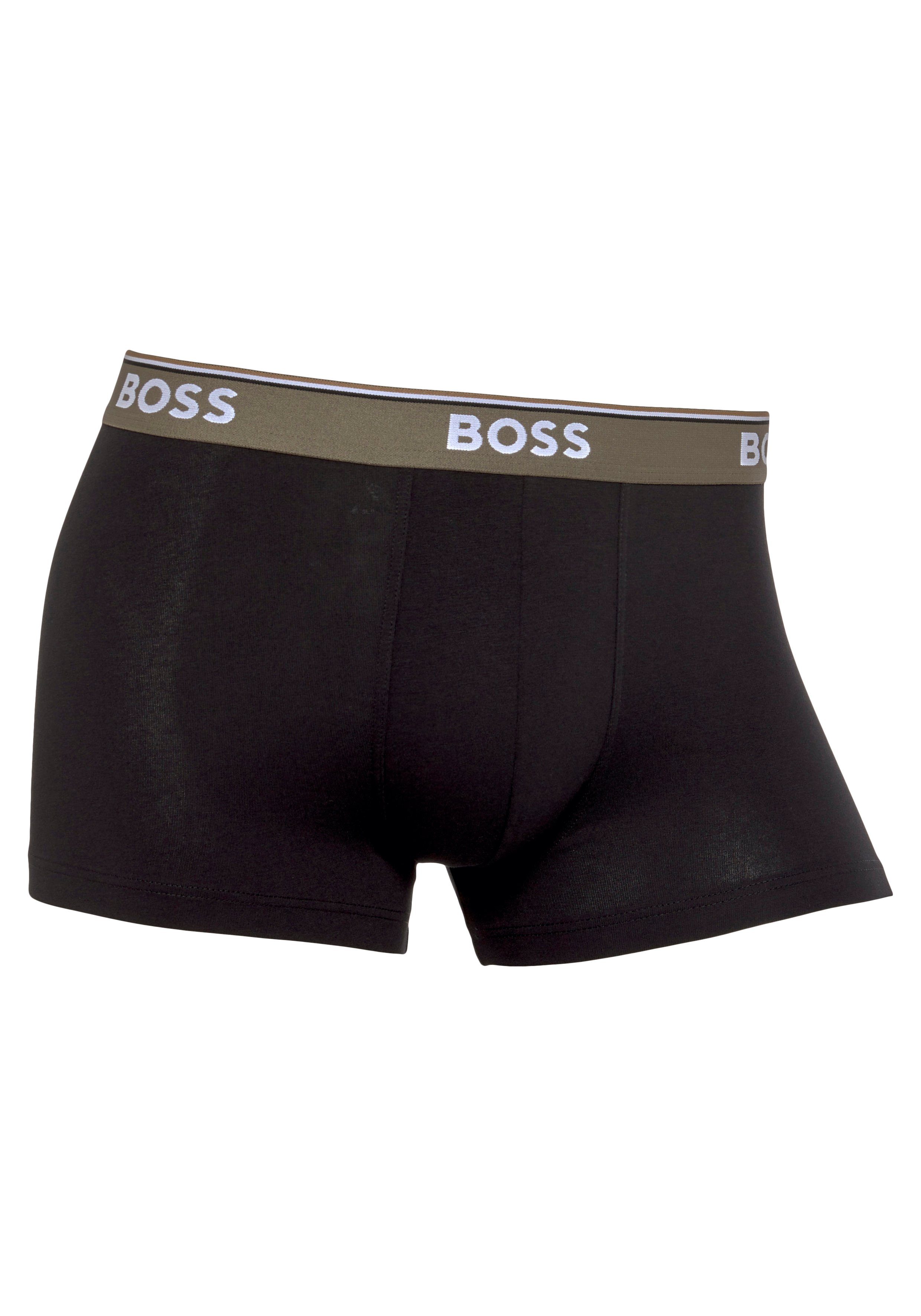 BOSS Trunk Trunk 3P Power elastischem mit 3er schwarz blau 3-St., Bund khaki (Packung, Pack)