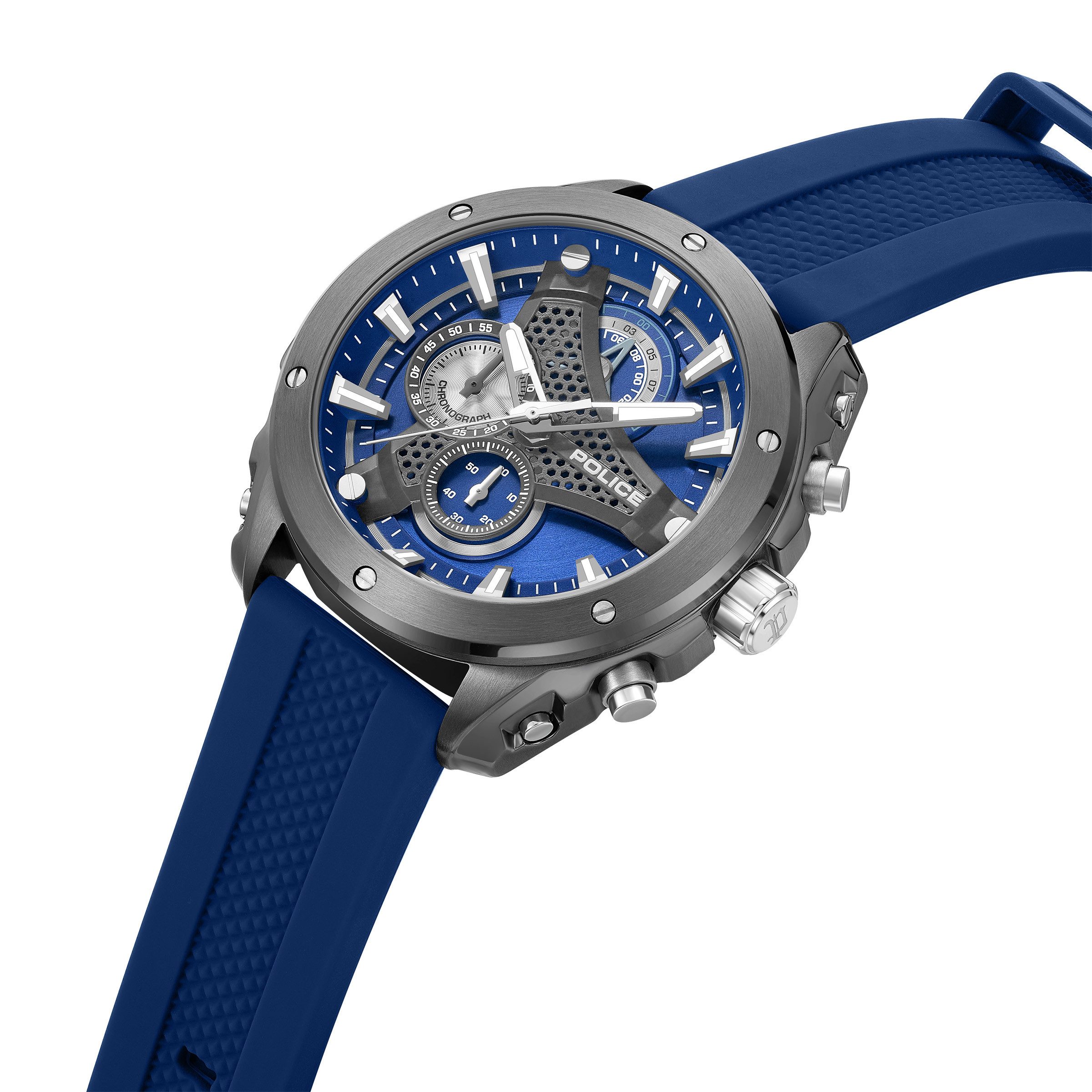 Police Chronograph Wyvern PEWGO0093002, Quarzuhr, Armbanduhr, Herrenuhr, Silikonarmband, analog, Stoppfunktion