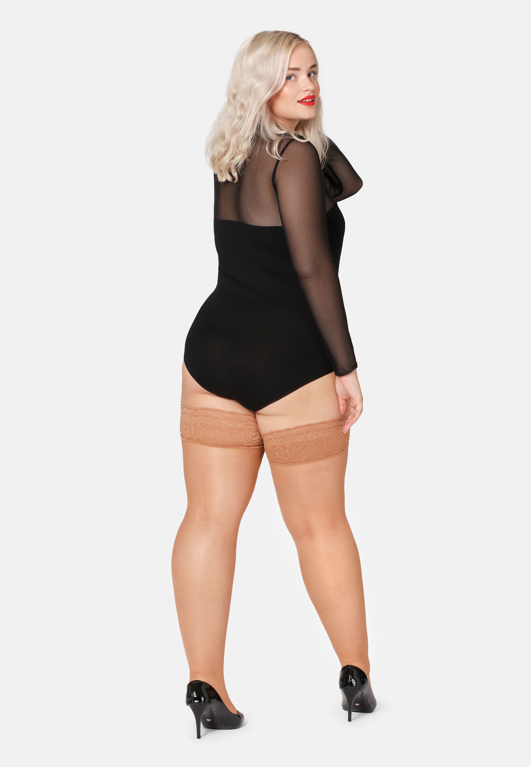 Bellivalini Halterlose Strümpfe Damen mit Spitze Plus Size 20 DEN BLV-1126 – Bild 5 von 5