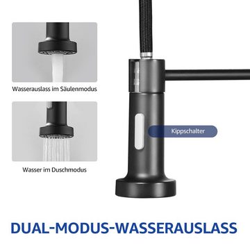 MULISOFT Spültischarmatur Mischbatterie Küche Wasserhahn Matt Schwarz