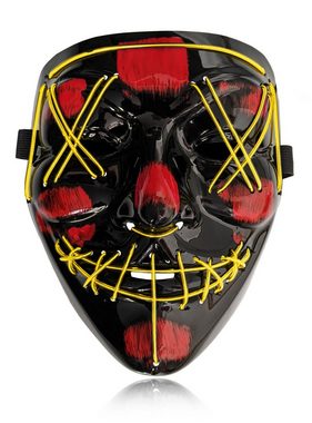 Maskworld Verkleidungsmaske LED Maske gelb, Coole Leuchtmaske wie in The Purge