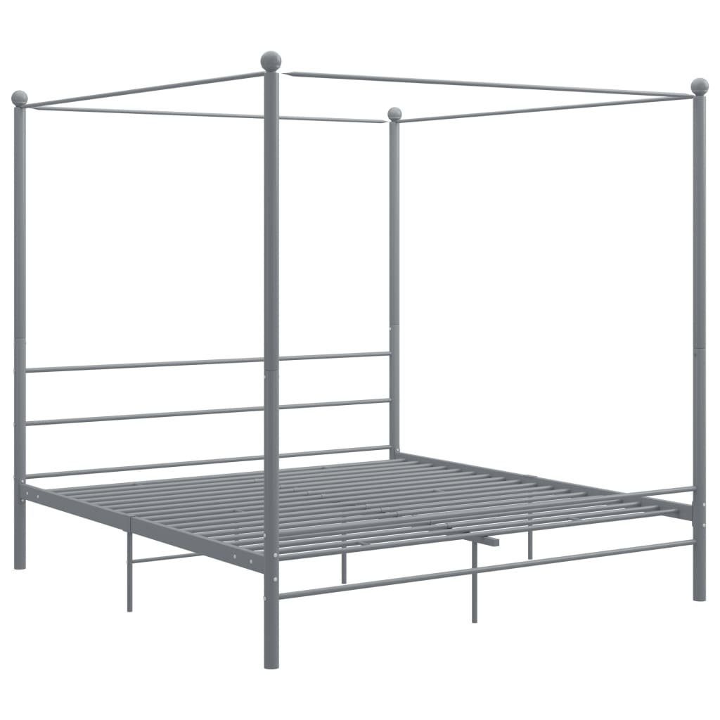 vidaXL Himmelbett 180 x 200 cm Himmelbett Grau Metall 180x200 cm Doppelbett Bett Bettrah