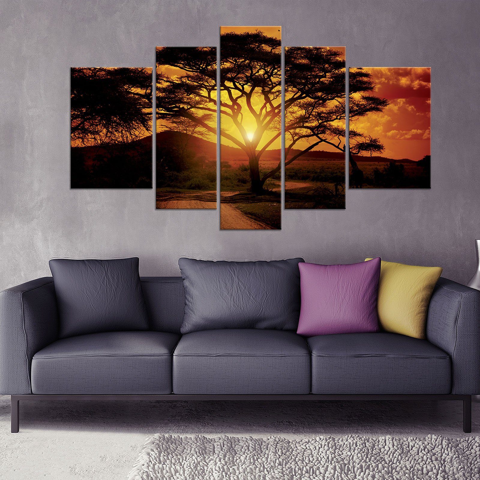 Wallarena Leinwandbild Afrika Baum Natur Wohnzimmer Schlafzimmer Wandbild M günstig online kaufen