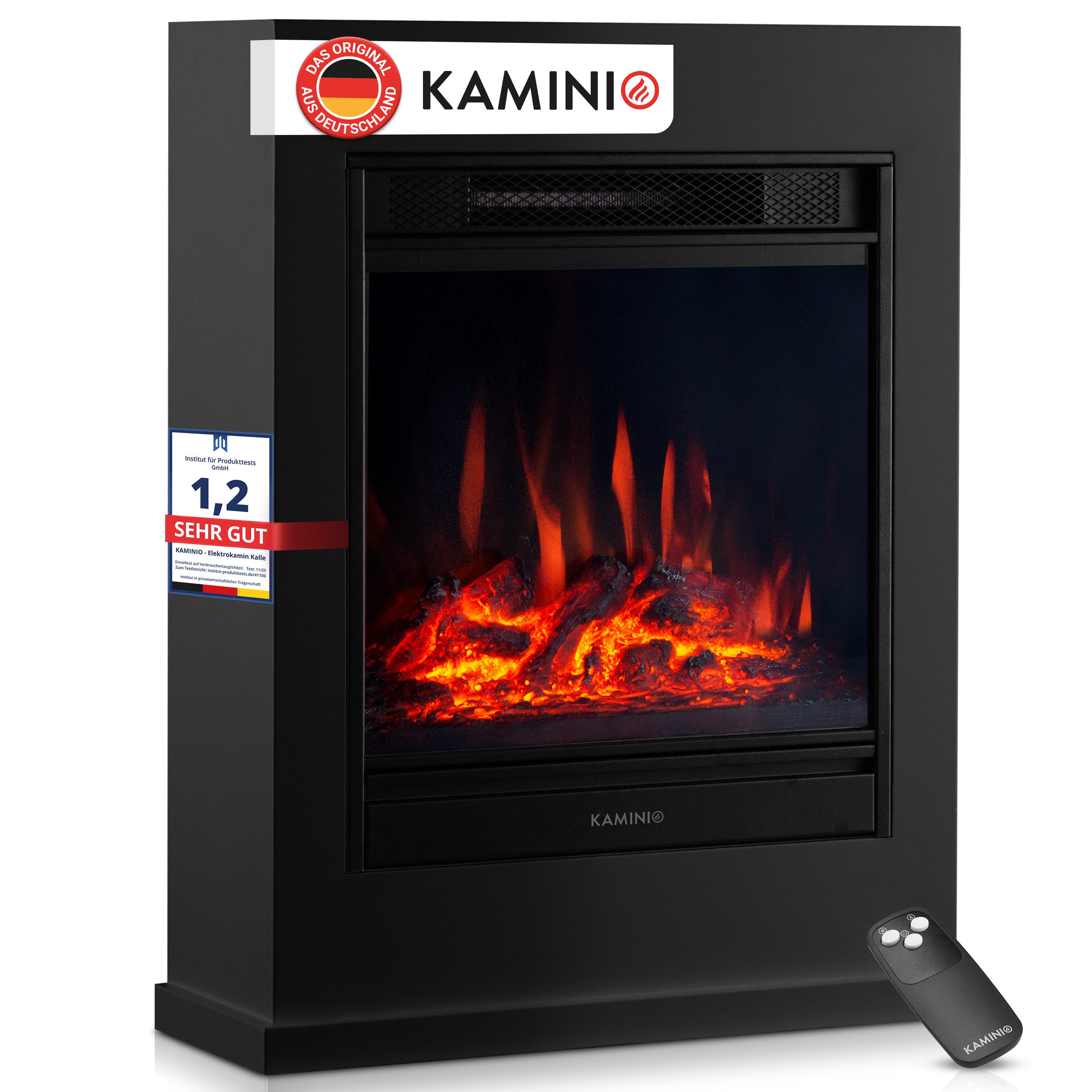KAMINIO Elektrokamin KALLE, Elektrischer Kamin mit 3D-Flammeneffekt, Heizung 1800W