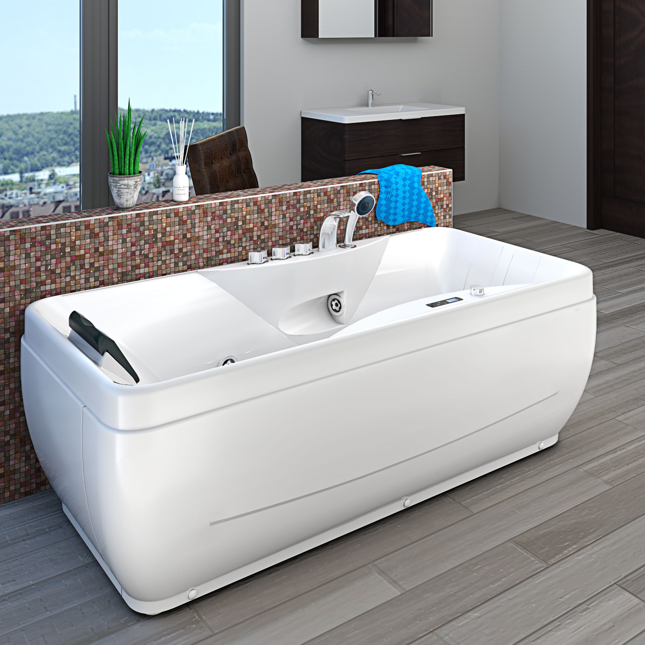 AcquaVapore Whirlpool-Badewanne Whirlpool Pool Badewanne Wanne W49H-PL 170x80cm, (1-tlg), mit Ablaufgarnitur