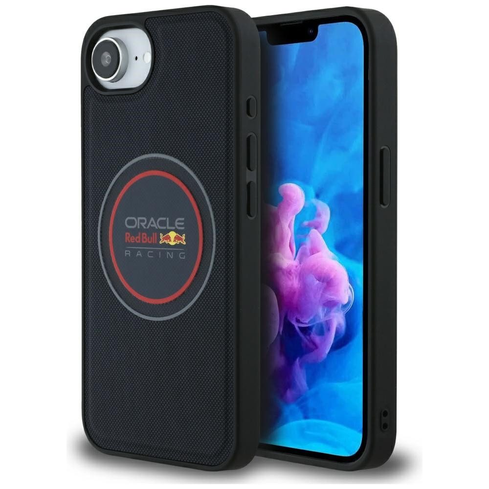 Oracle Red Bull Racing Handyhülle iPhone 16e Kunstleder blau MagSafe Logo Bullen 6,1 Zoll, Kantenschutz